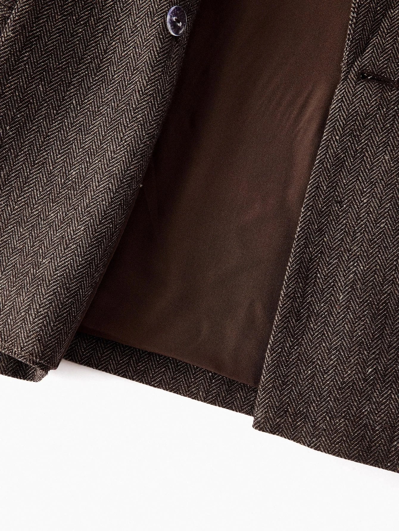 PREMIUM HERRINGBONE PATTERN LAPEL COLLAR DOUBLE BREASTED PLACKET BLAZER