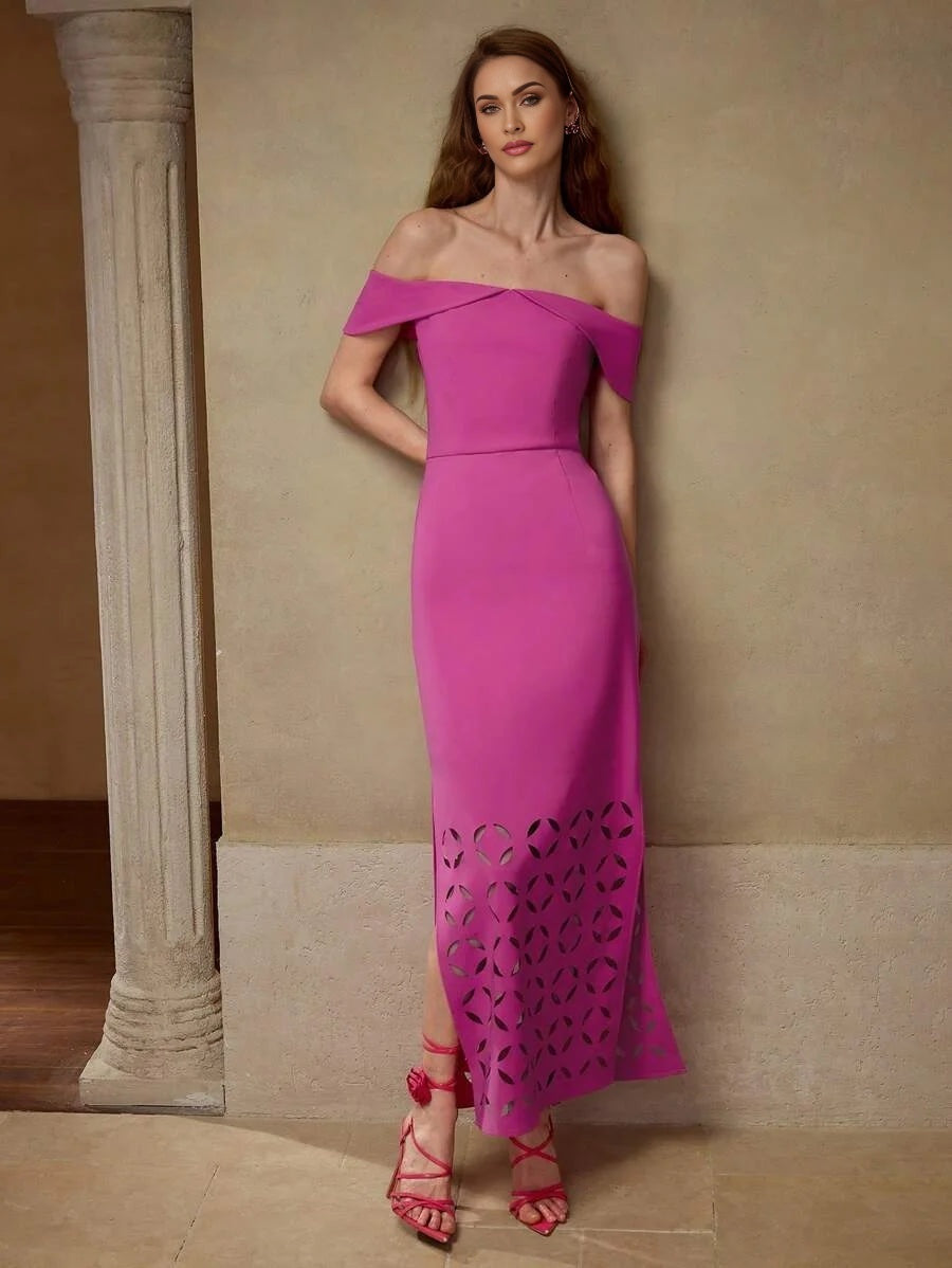 PREMIUM HOLLOW OUT SPLIT DRESS