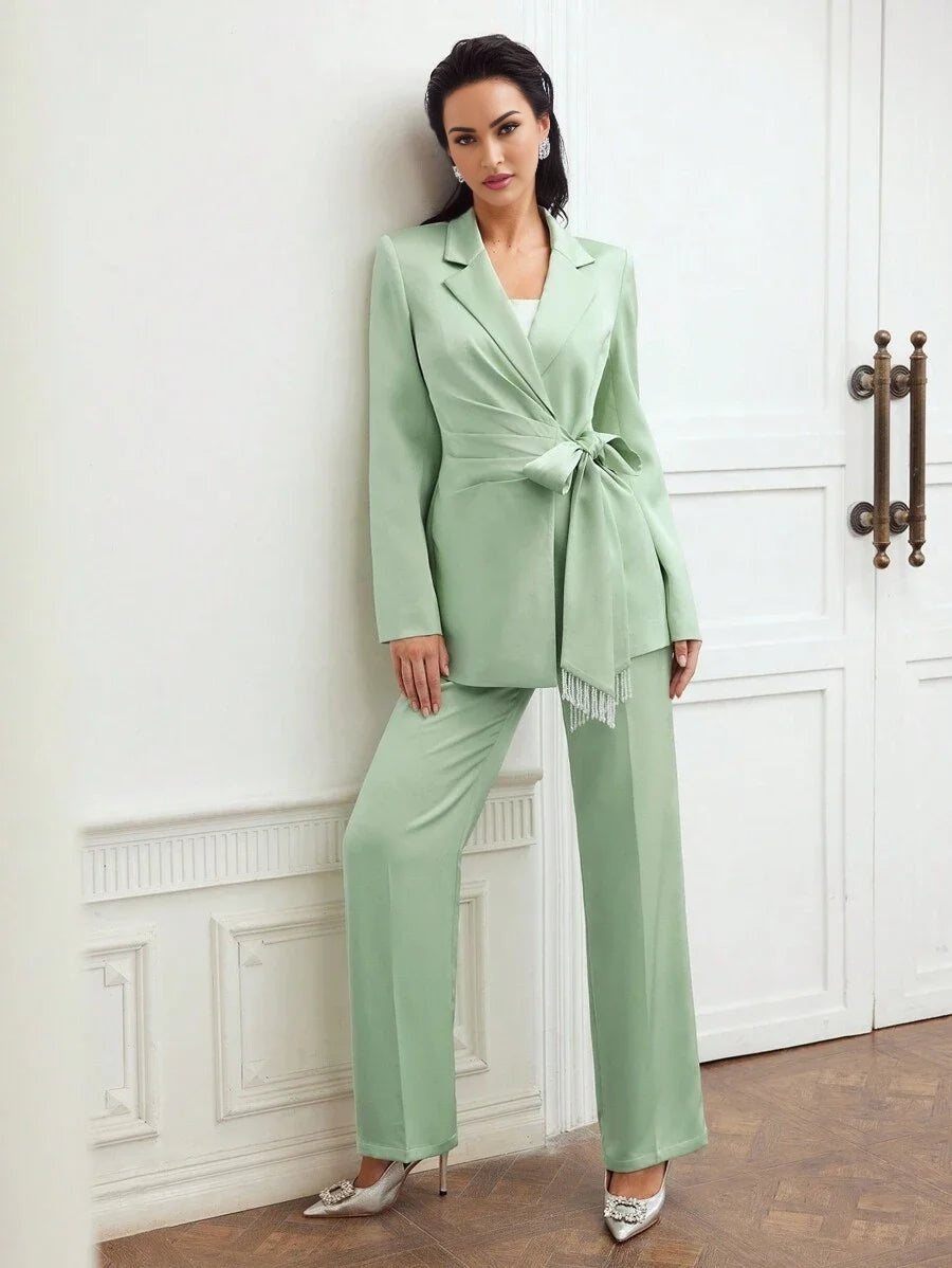 PREMIUM HOURGLASS FRINGE TRIM BLAZER