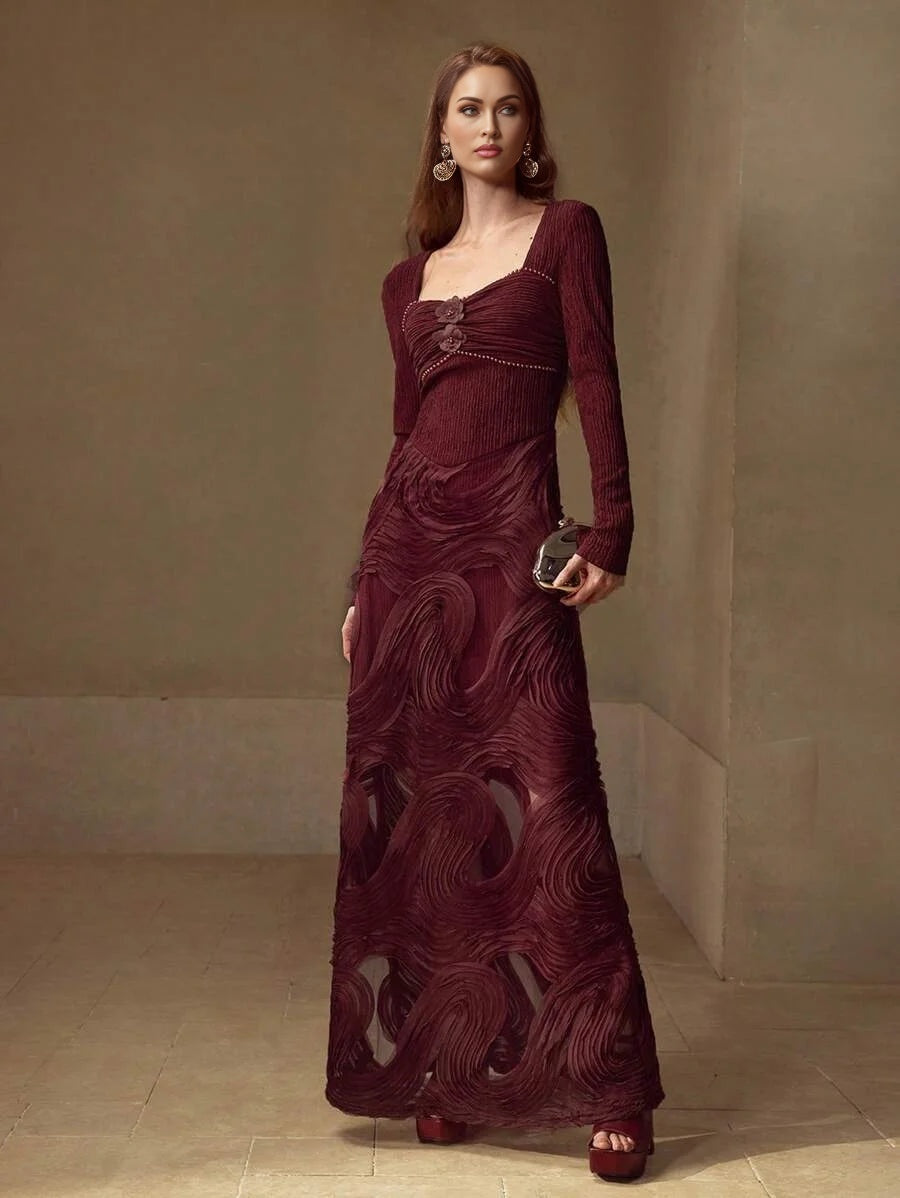 PREMIUM JACQUARD APPLIQUES BODYCON DRESS