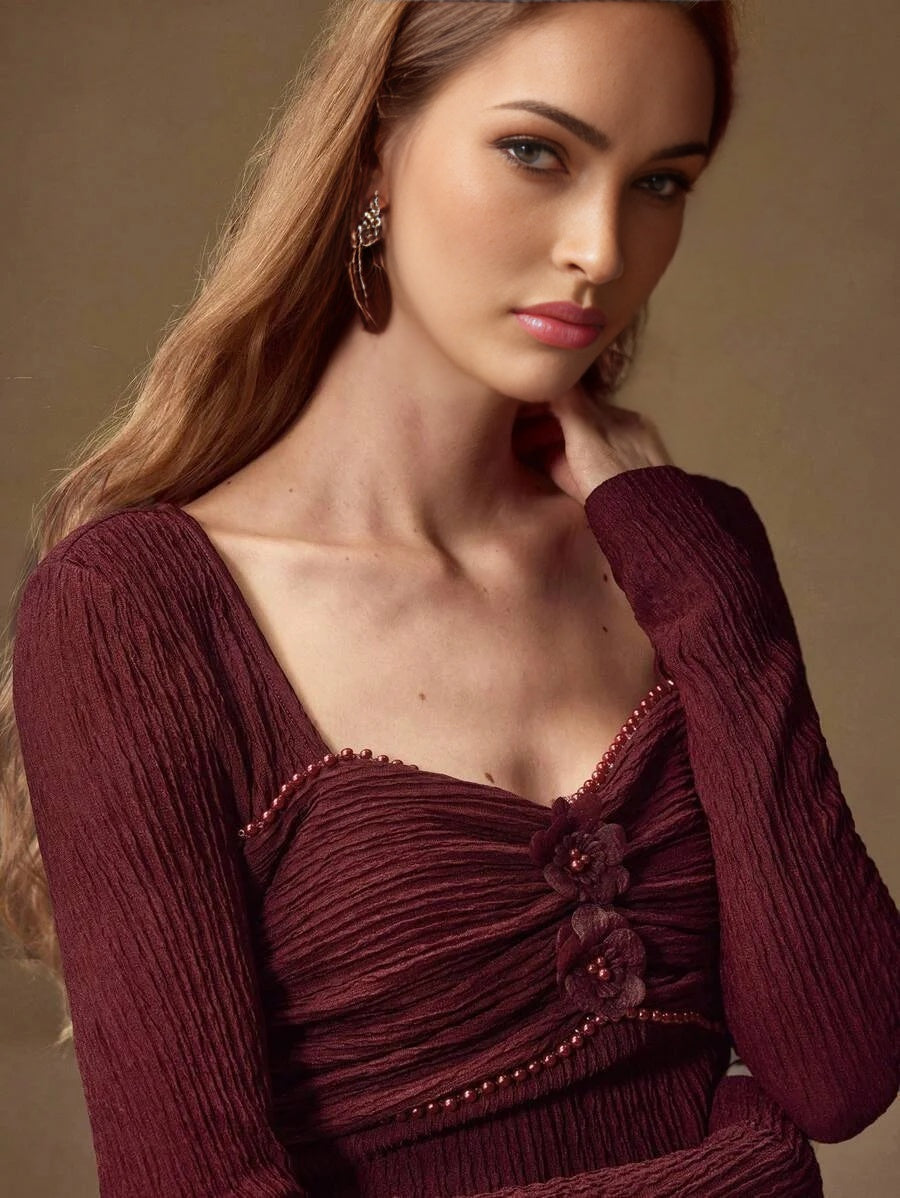 PREMIUM JACQUARD APPLIQUES BODYCON DRESS