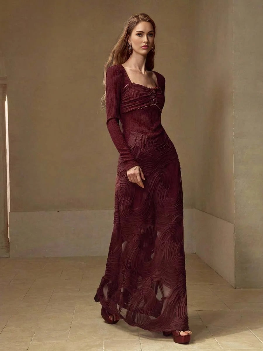 PREMIUM JACQUARD APPLIQUES BODYCON DRESS