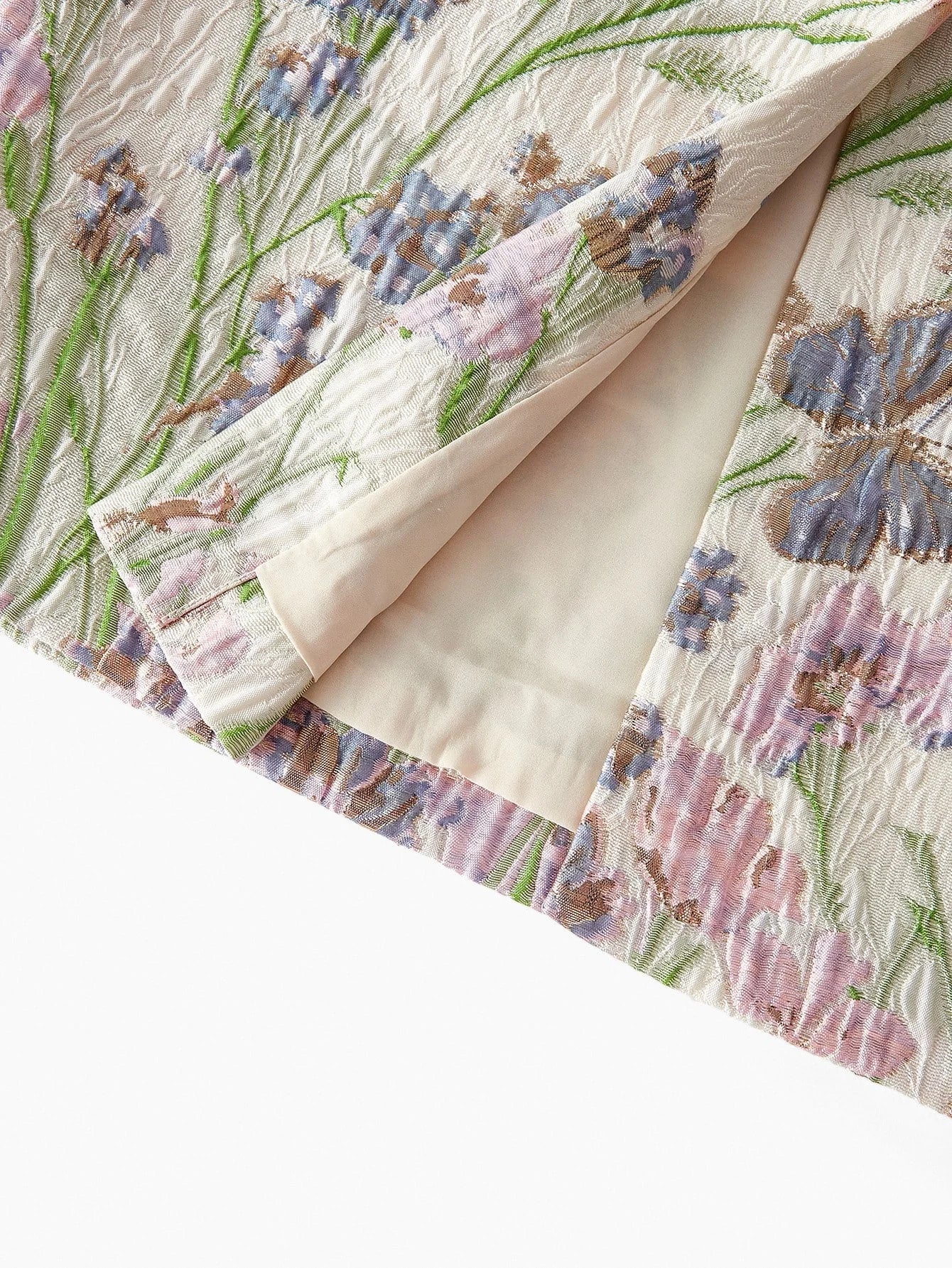 PREMIUM JACQUARD EMBROIDERY MESH YOKE PUFF SLEEVE DRESS