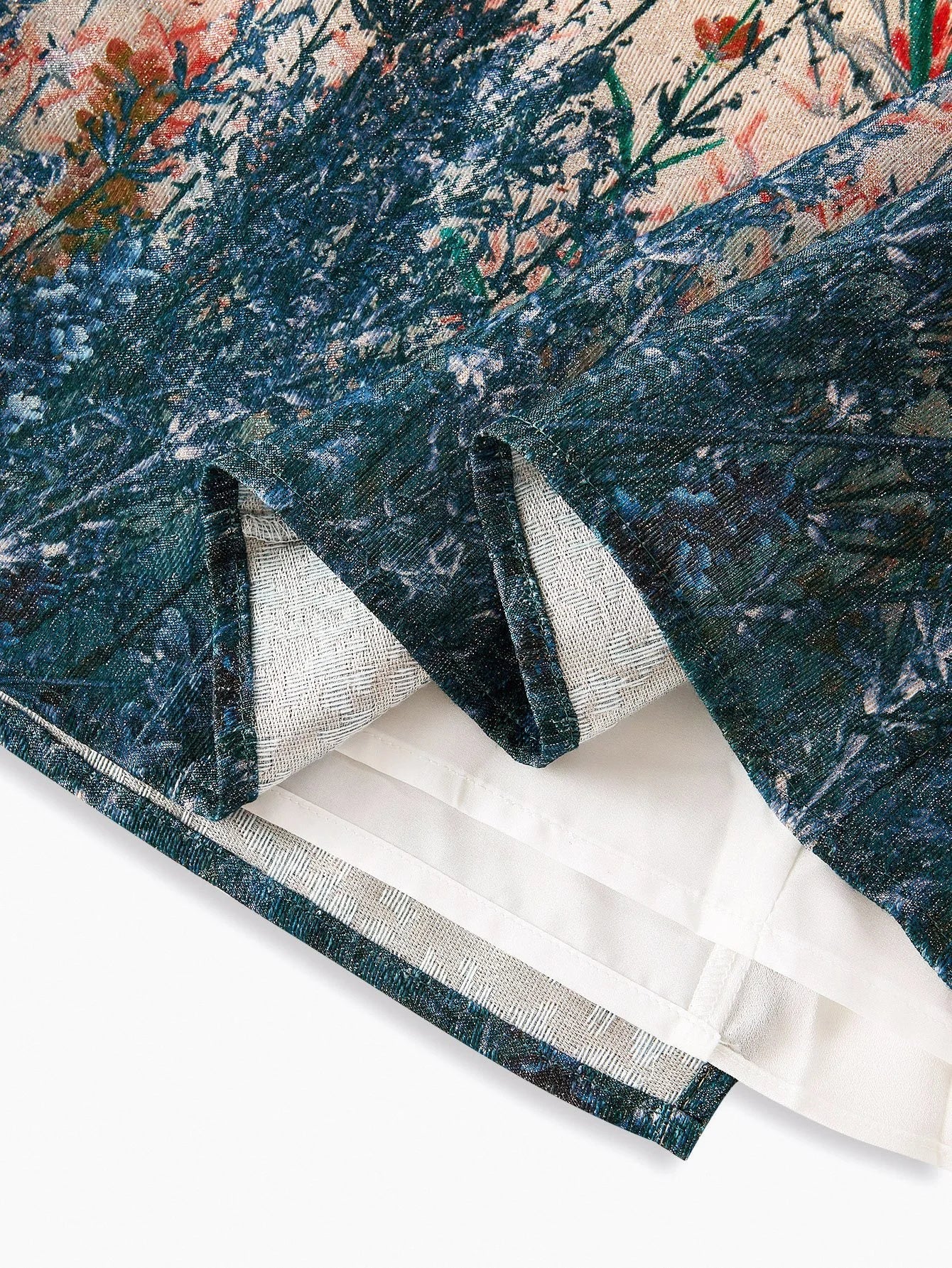 PREMIUM JACQUARD FLORAL PRINT CONTRAST PLEATED PANEL DRESS