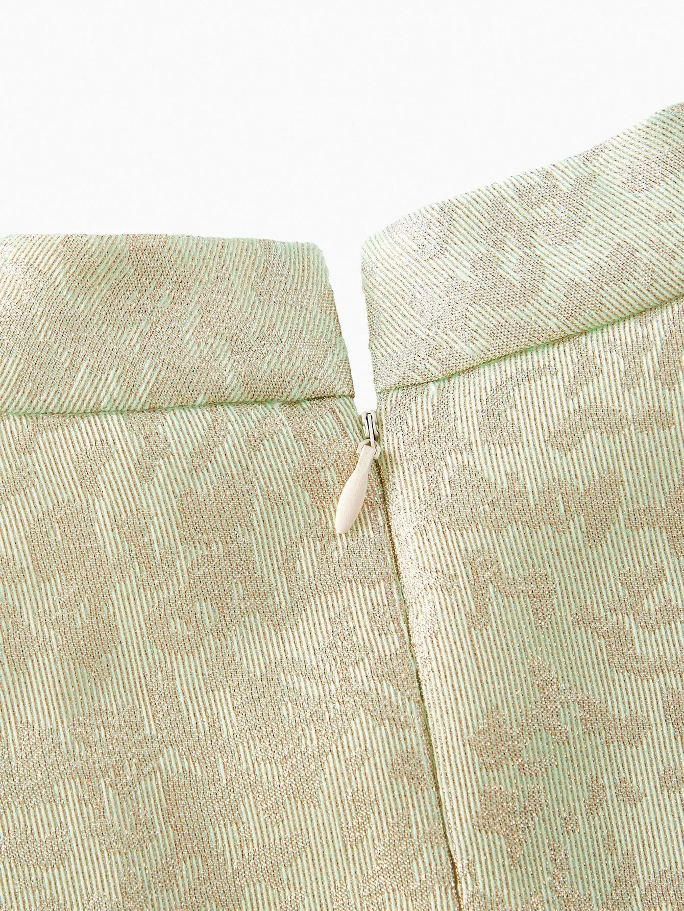 PREMIUM JACQUARD FLORAL PRINT KEYHOLE NECK SPLIT THIGH SLIM FIT DRESS