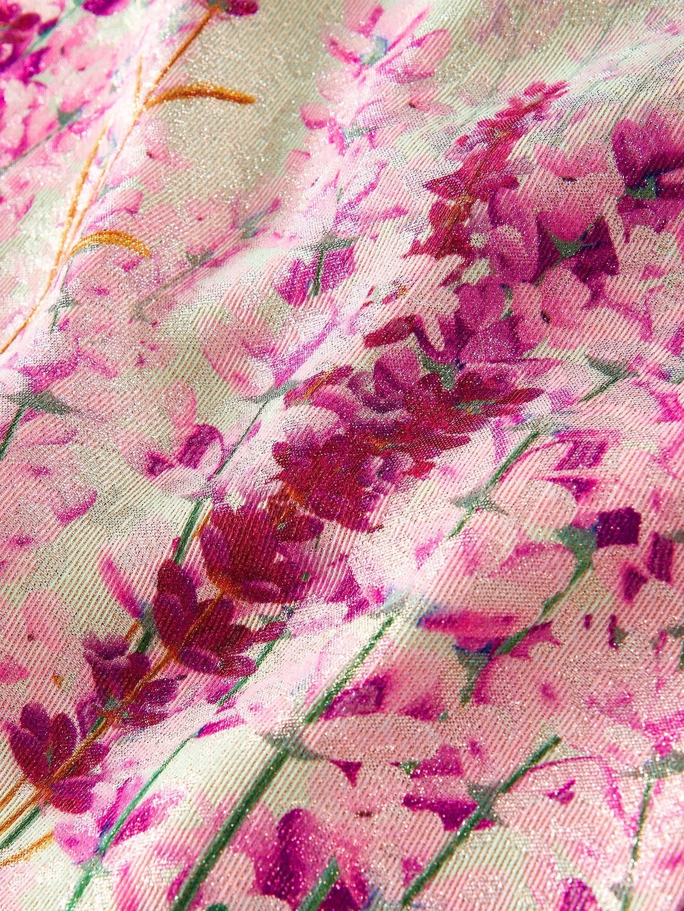 PREMIUM JACQUARD FLORAL PRINT KEYHOLE NECK SPLIT THIGH SLIM FIT DRESS