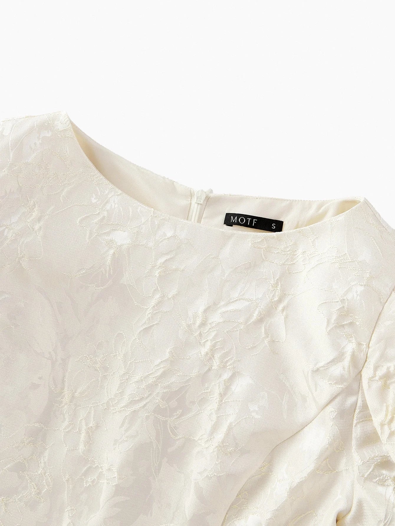 PREMIUM JACQUARD STEREO FLOWER DETAIL MINI DRESS WITHOUT CHAIN BELT