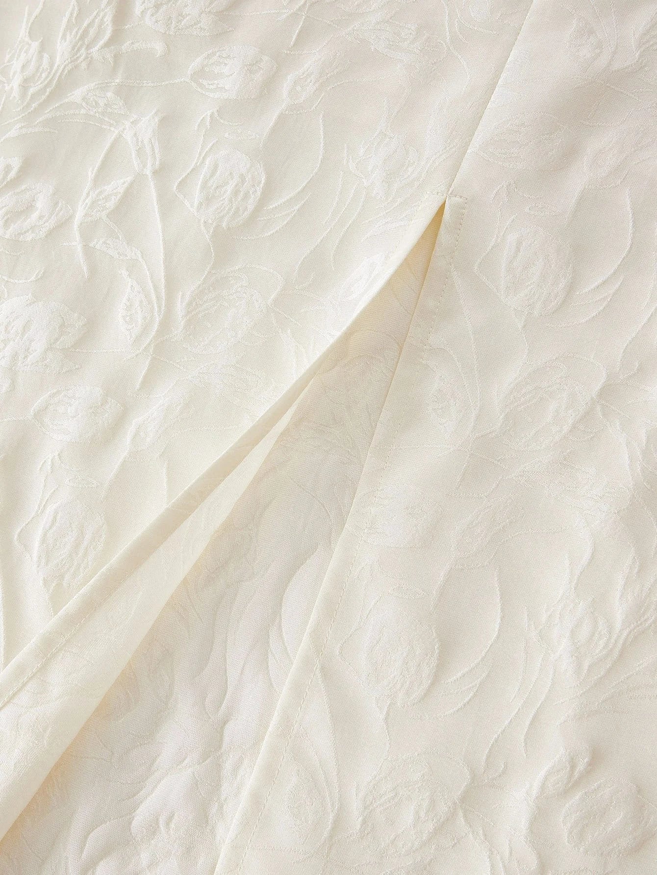 PREMIUM JACQUARD STEREO FLOWER SPLIT HEM SLIM FIT DRESS