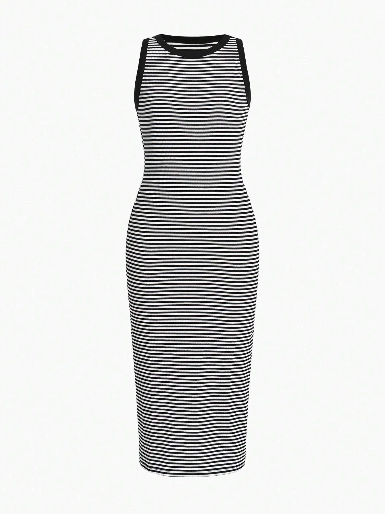 PREMIUM KNITTED WOMENS STRIPED PRINT DRESSSUMMER OUTFITS