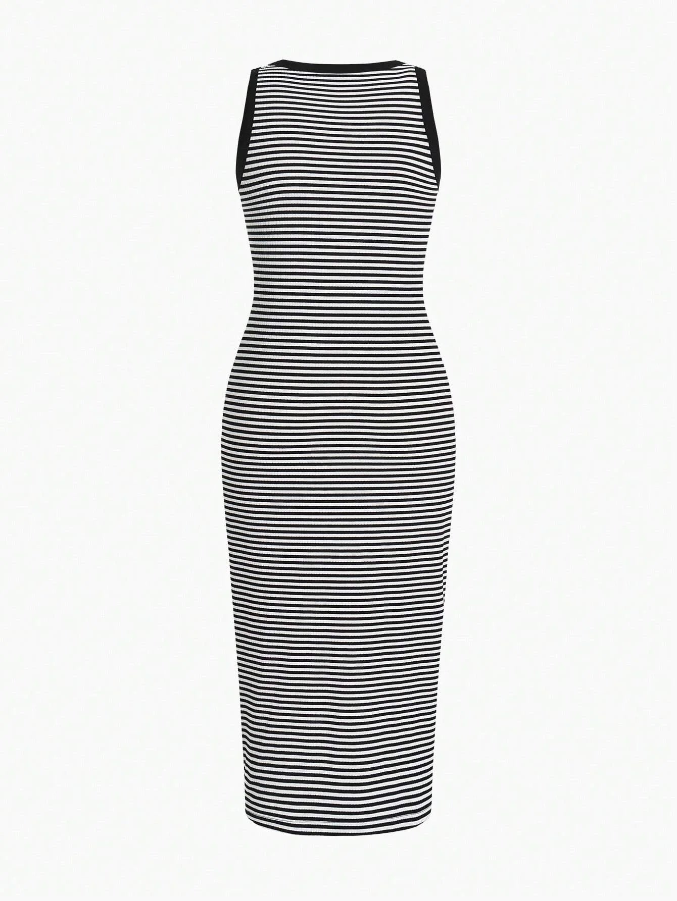 PREMIUM KNITTED WOMENS STRIPED PRINT DRESSSUMMER OUTFITS