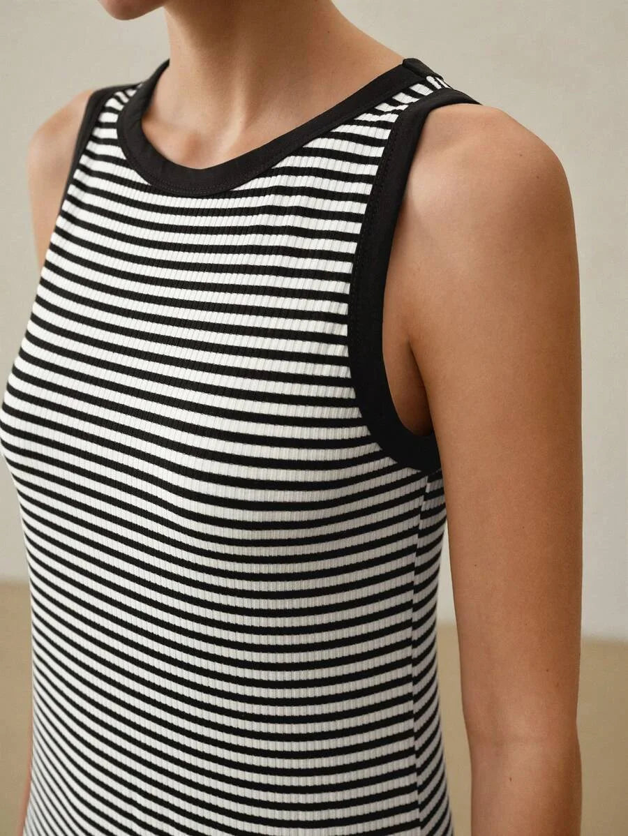 PREMIUM KNITTED WOMENS STRIPED PRINT DRESSSUMMER OUTFITS