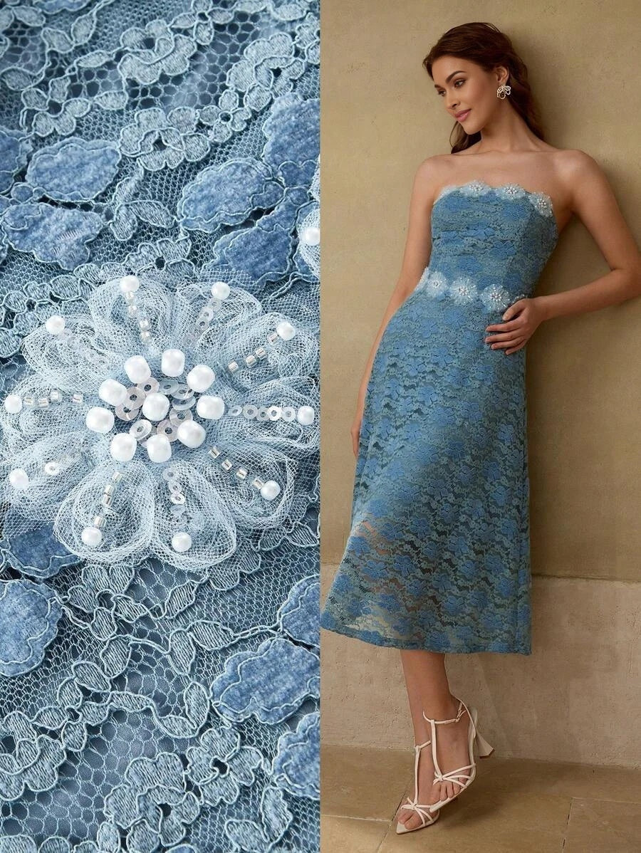 PREMIUM LACE ALINE CINCHED WAIST TUBE DRESS