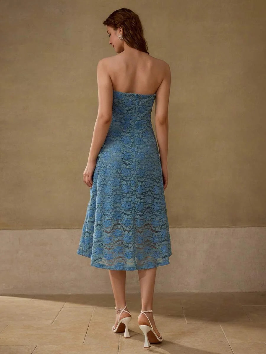 PREMIUM LACE ALINE CINCHED WAIST TUBE DRESS