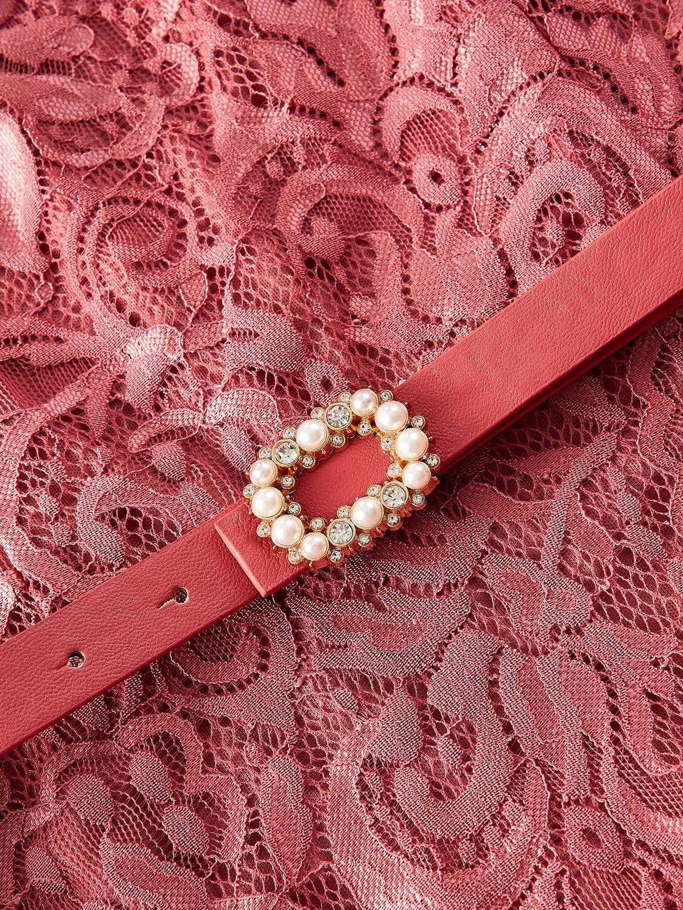 PREMIUM LACE FAUX PEARL DECOR DRESS