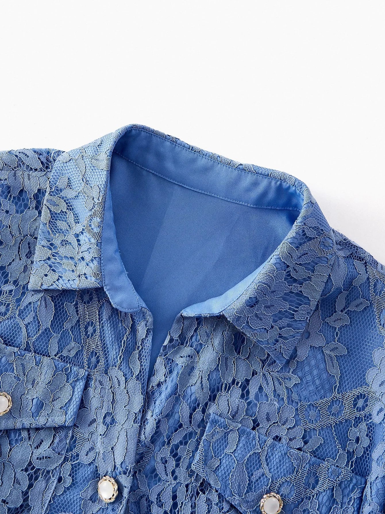 PREMIUM LACE OVERLAY BUCKLE BELTED BUTTON FRONT JUMPSUIT