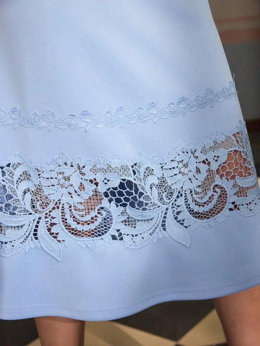 PREMIUM Lace Patchwork Sleeveless Midi Dress