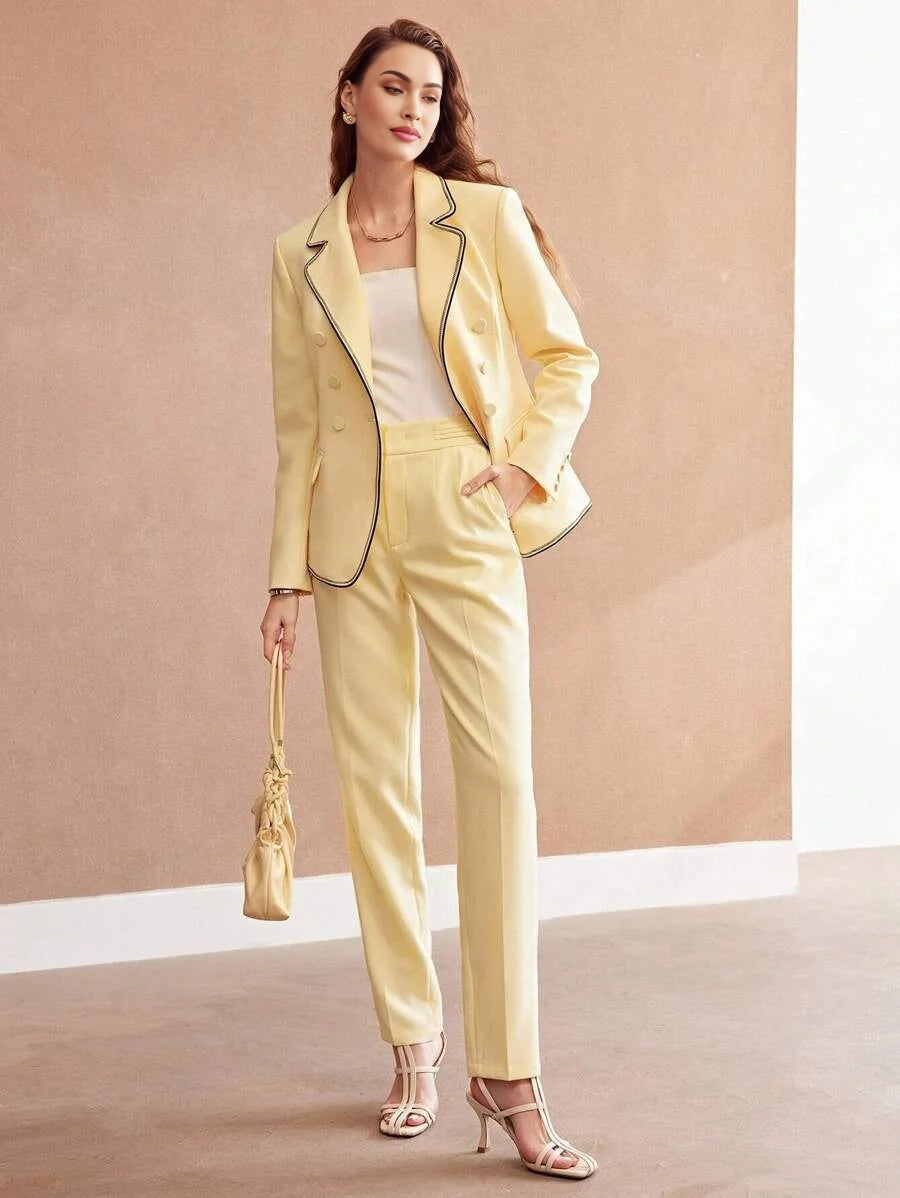 PREMIUM LADIES COLORBLOCK TRIM BLAZER JACKET