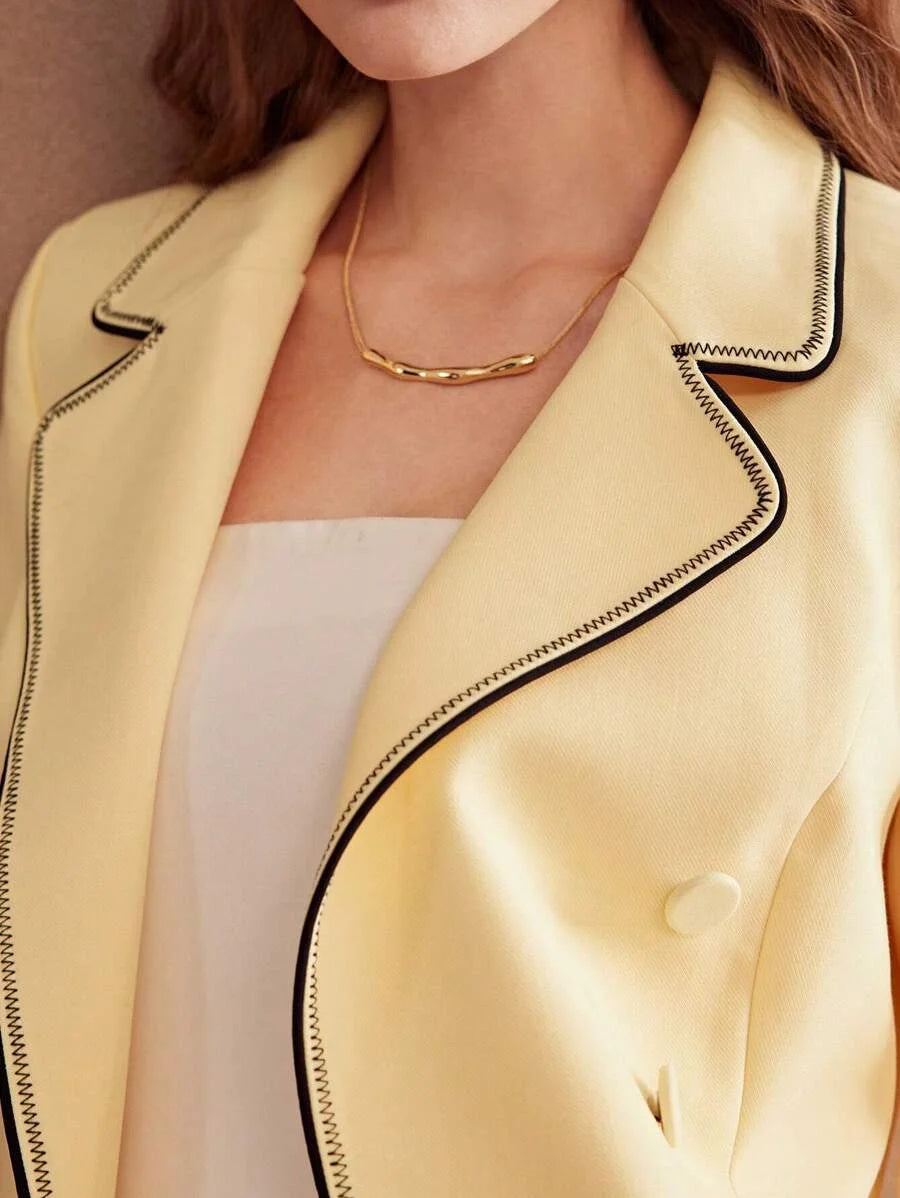 PREMIUM LADIES COLORBLOCK TRIM BLAZER JACKET