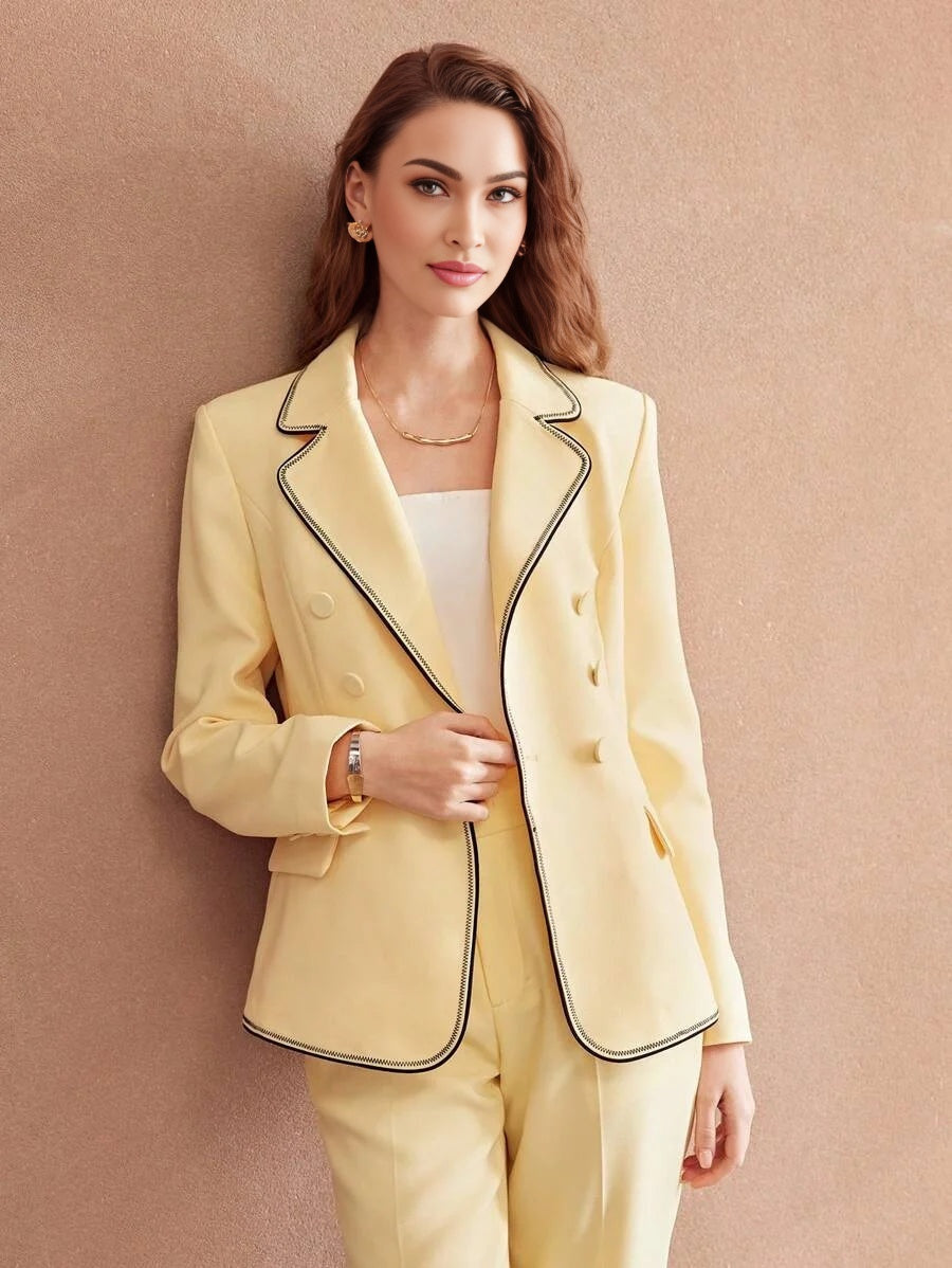 PREMIUM LADIES COLORBLOCK TRIM BLAZER JACKET