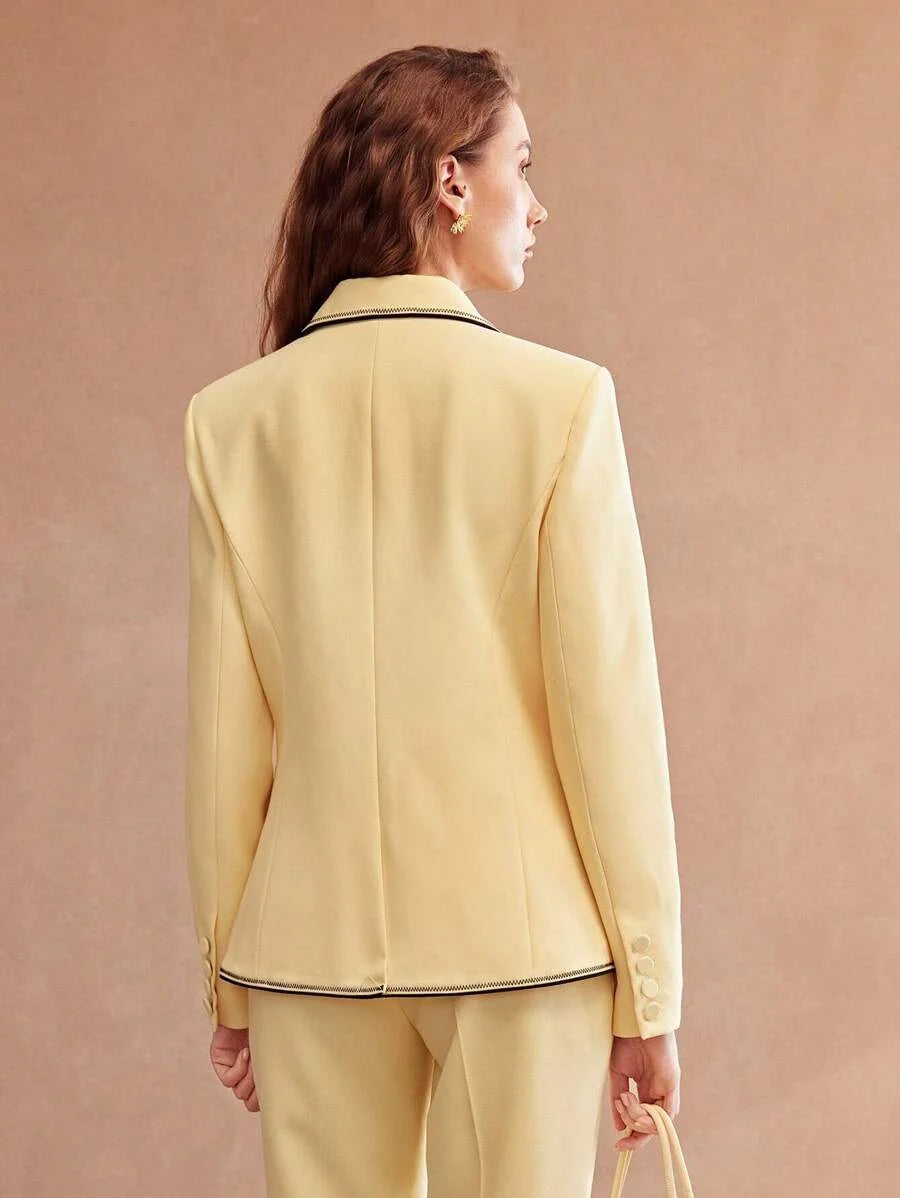 PREMIUM LADIES COLORBLOCK TRIM BLAZER JACKET