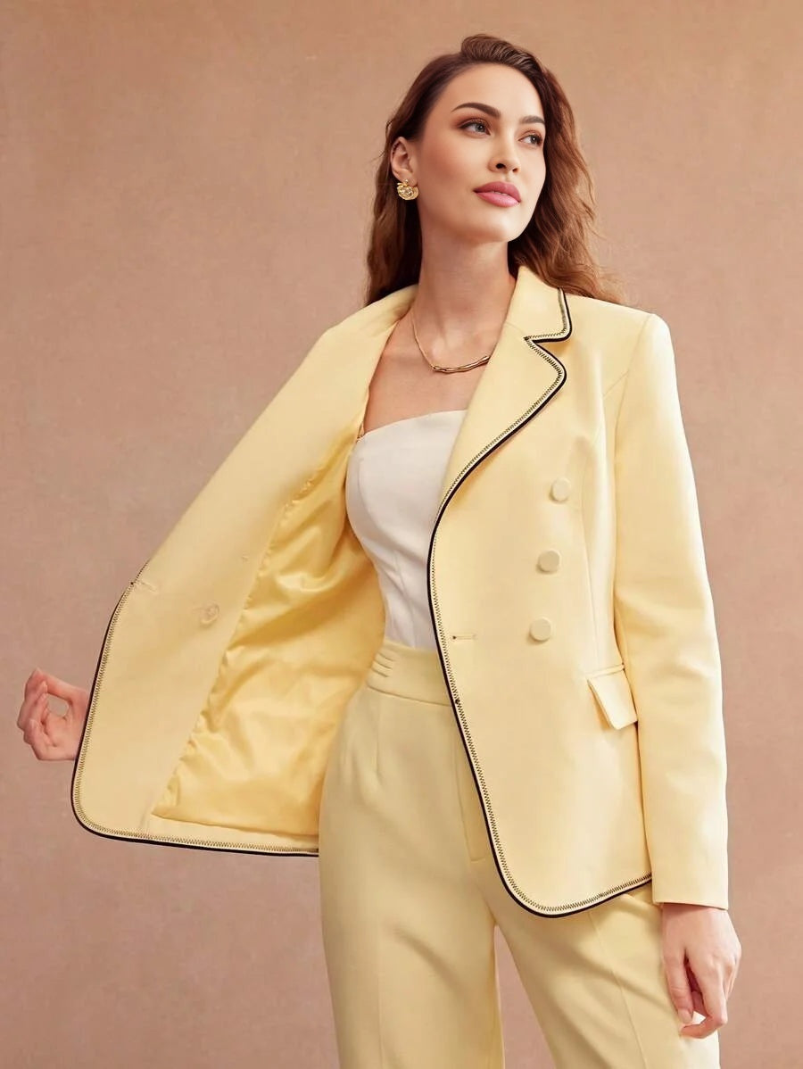 PREMIUM LADIES COLORBLOCK TRIM BLAZER JACKET
