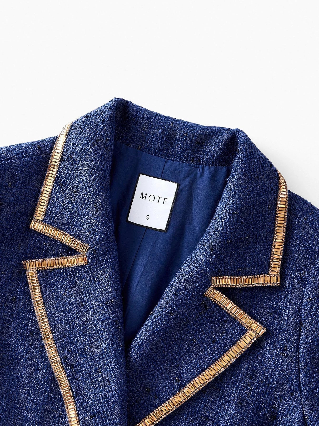 PREMIUM LAPEL COLLAR CONTRAST TRIM DOUBLE BREASTED BLAZER