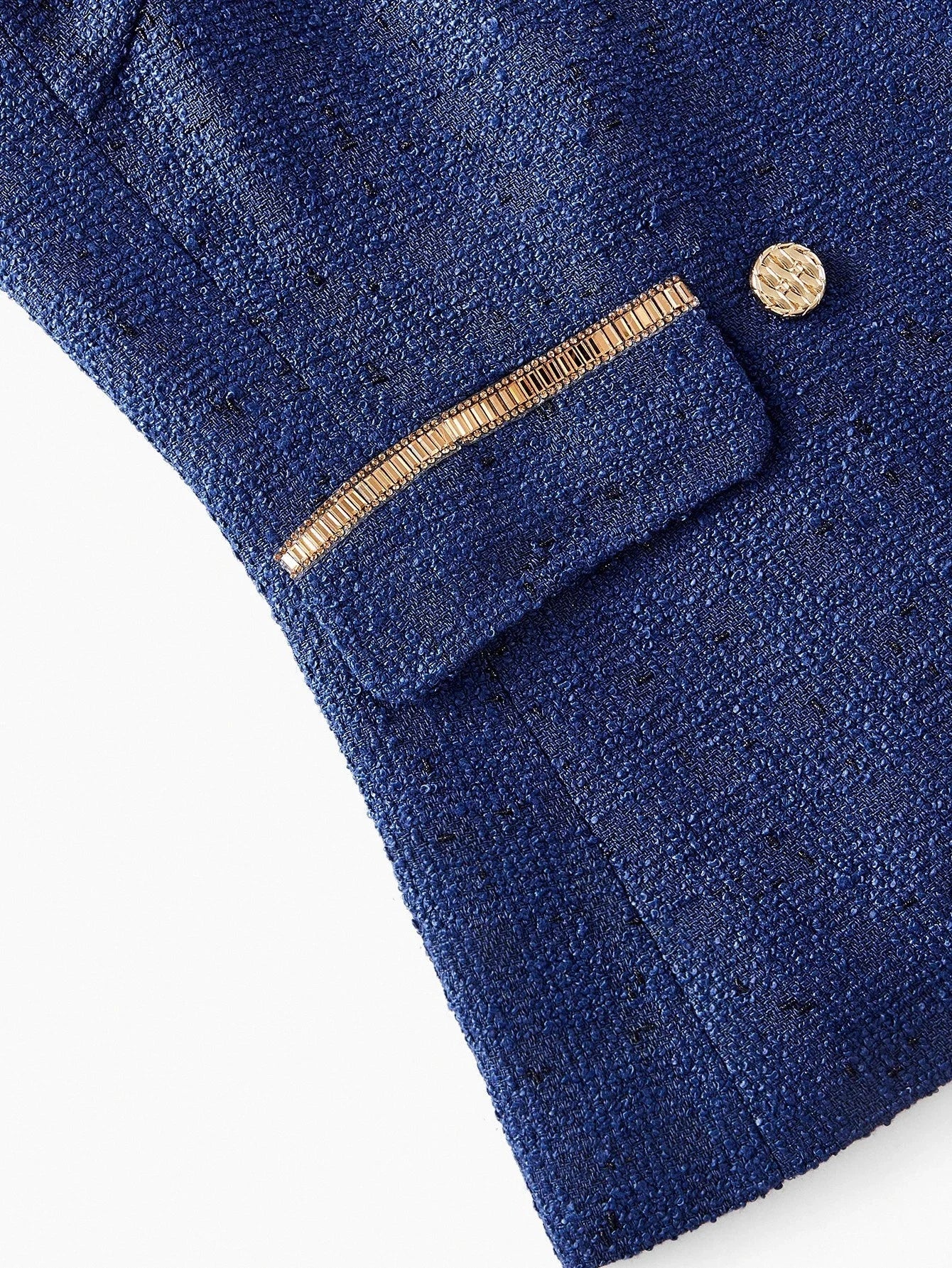 PREMIUM LAPEL COLLAR CONTRAST TRIM DOUBLE BREASTED BLAZER