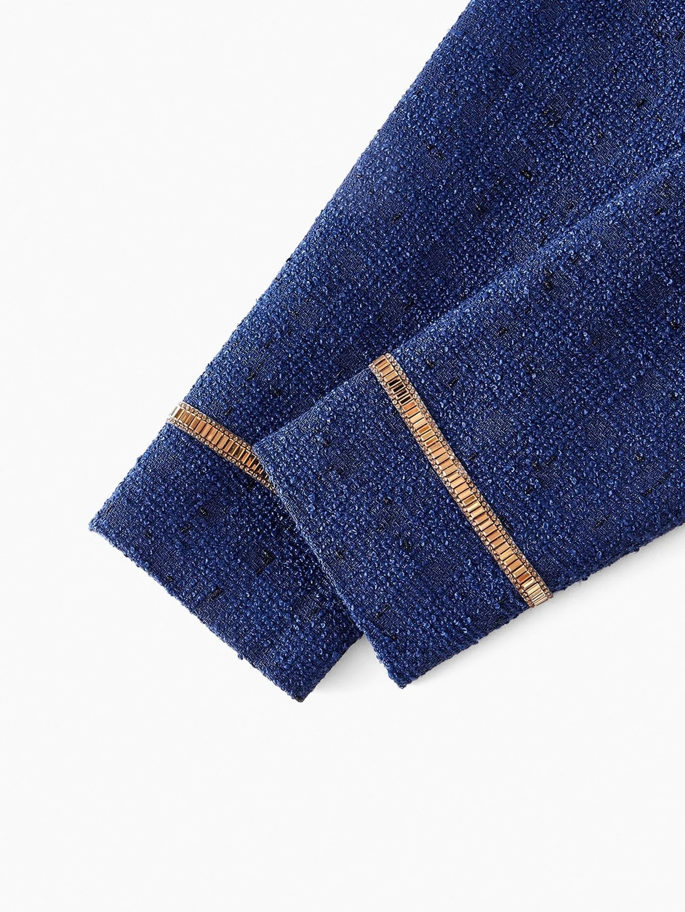 PREMIUM LAPEL COLLAR CONTRAST TRIM DOUBLE BREASTED BLAZER