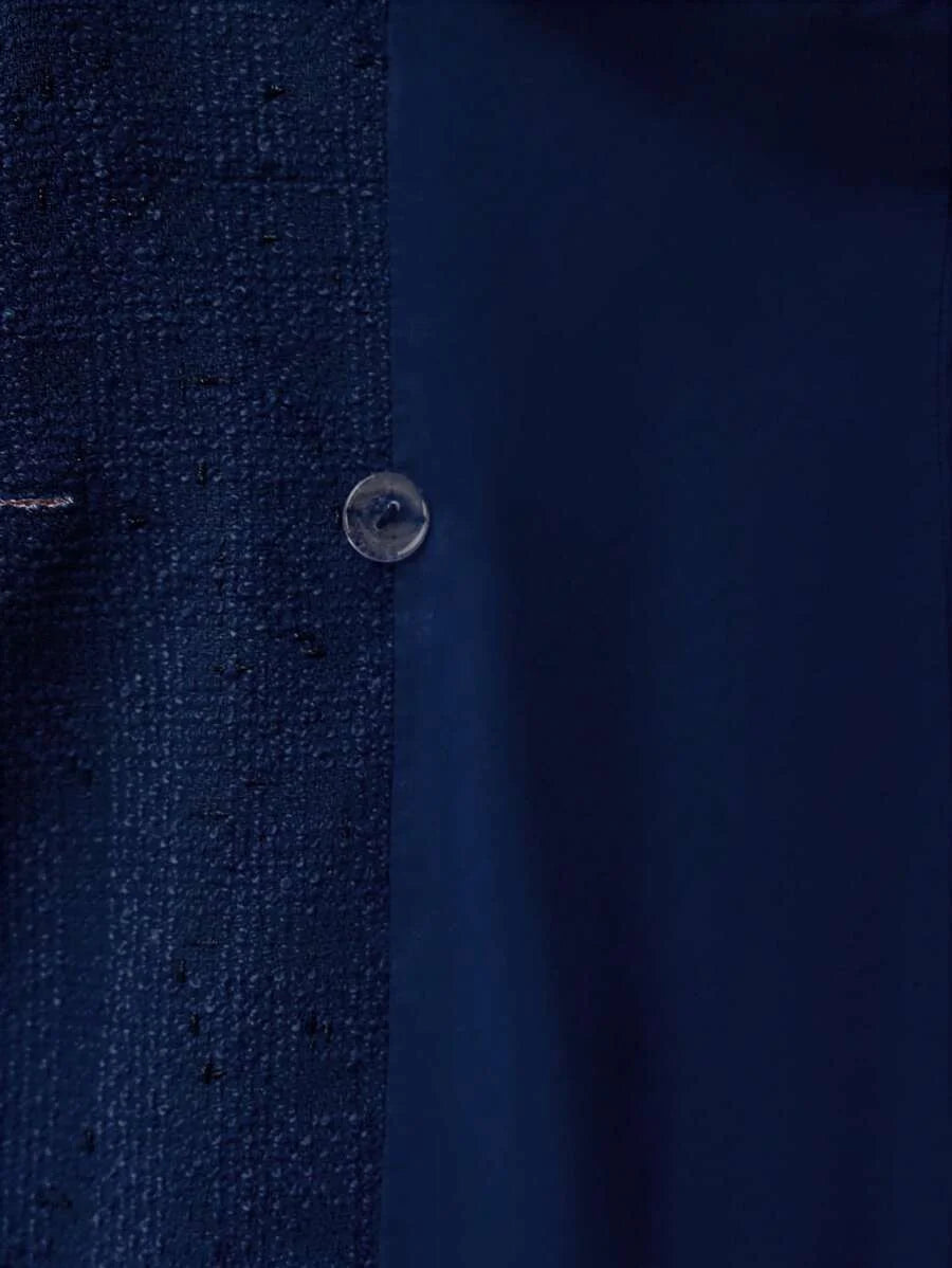 PREMIUM LAPEL COLLAR CONTRAST TRIM DOUBLE BREASTED BLAZER