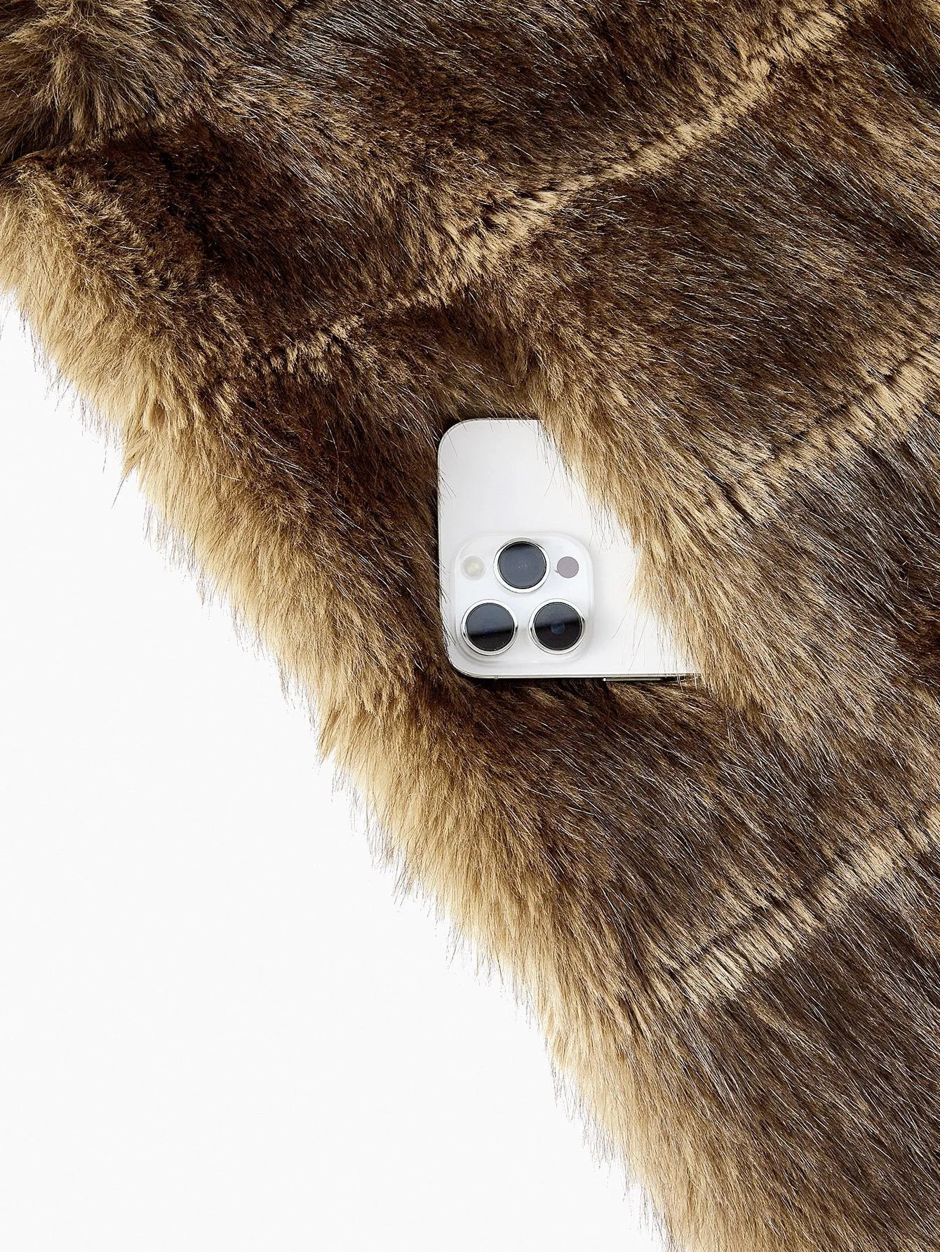 PREMIUM LAPEL COLLAR LONG SLEEVE FAUX FUR COAT