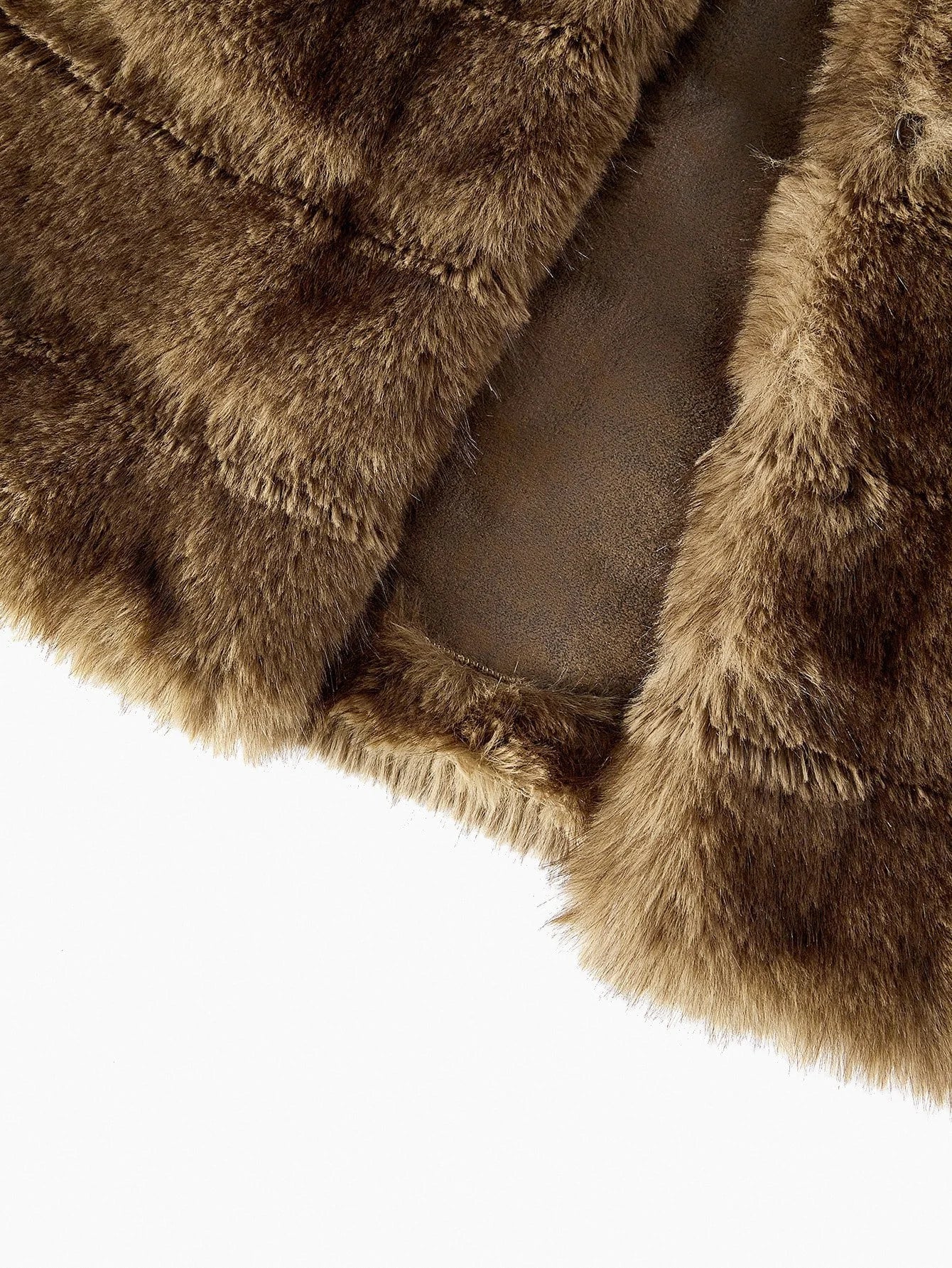 PREMIUM LAPEL COLLAR LONG SLEEVE FAUX FUR COAT