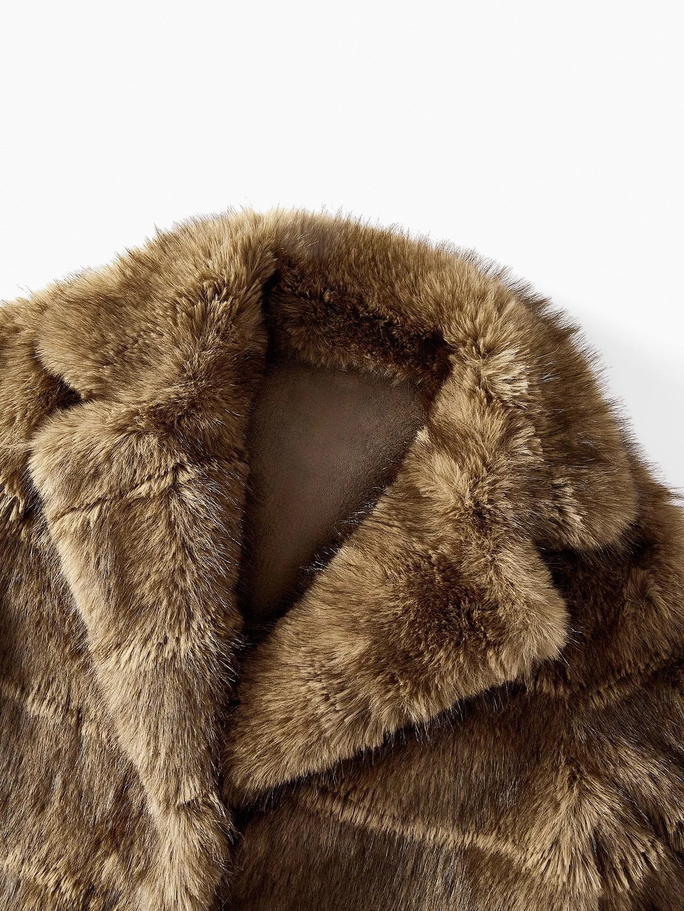 PREMIUM LAPEL COLLAR LONG SLEEVE FAUX FUR COAT