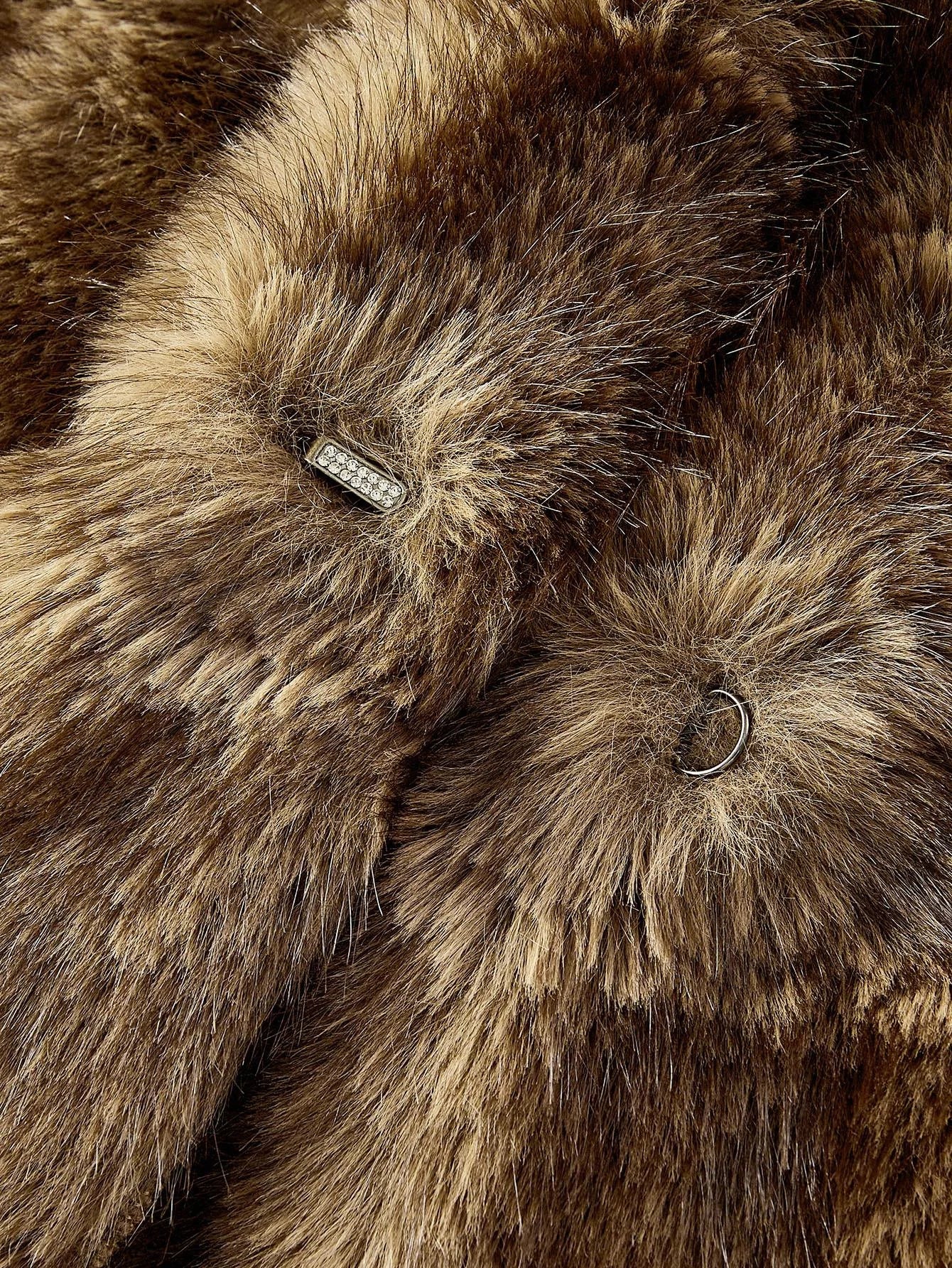 PREMIUM LAPEL COLLAR LONG SLEEVE FAUX FUR COAT