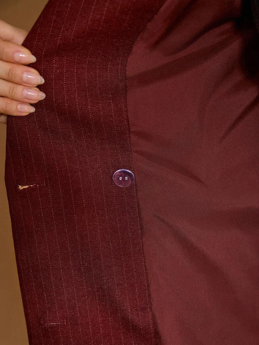 PREMIUM LAPEL COLLAR STRIPED 3D FLORAL DECOR BLAZER