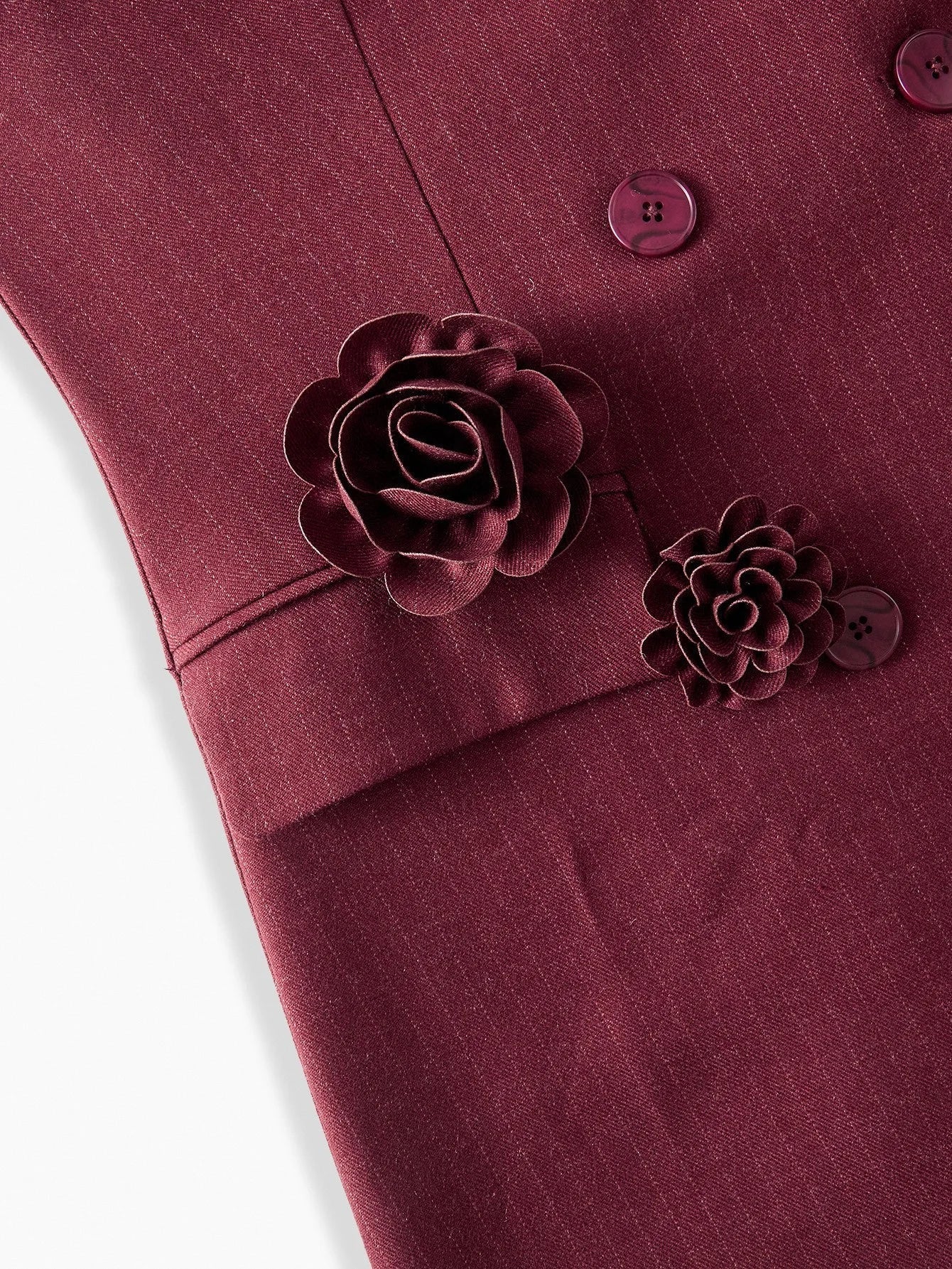PREMIUM LAPEL COLLAR STRIPED 3D FLORAL DECOR BLAZER