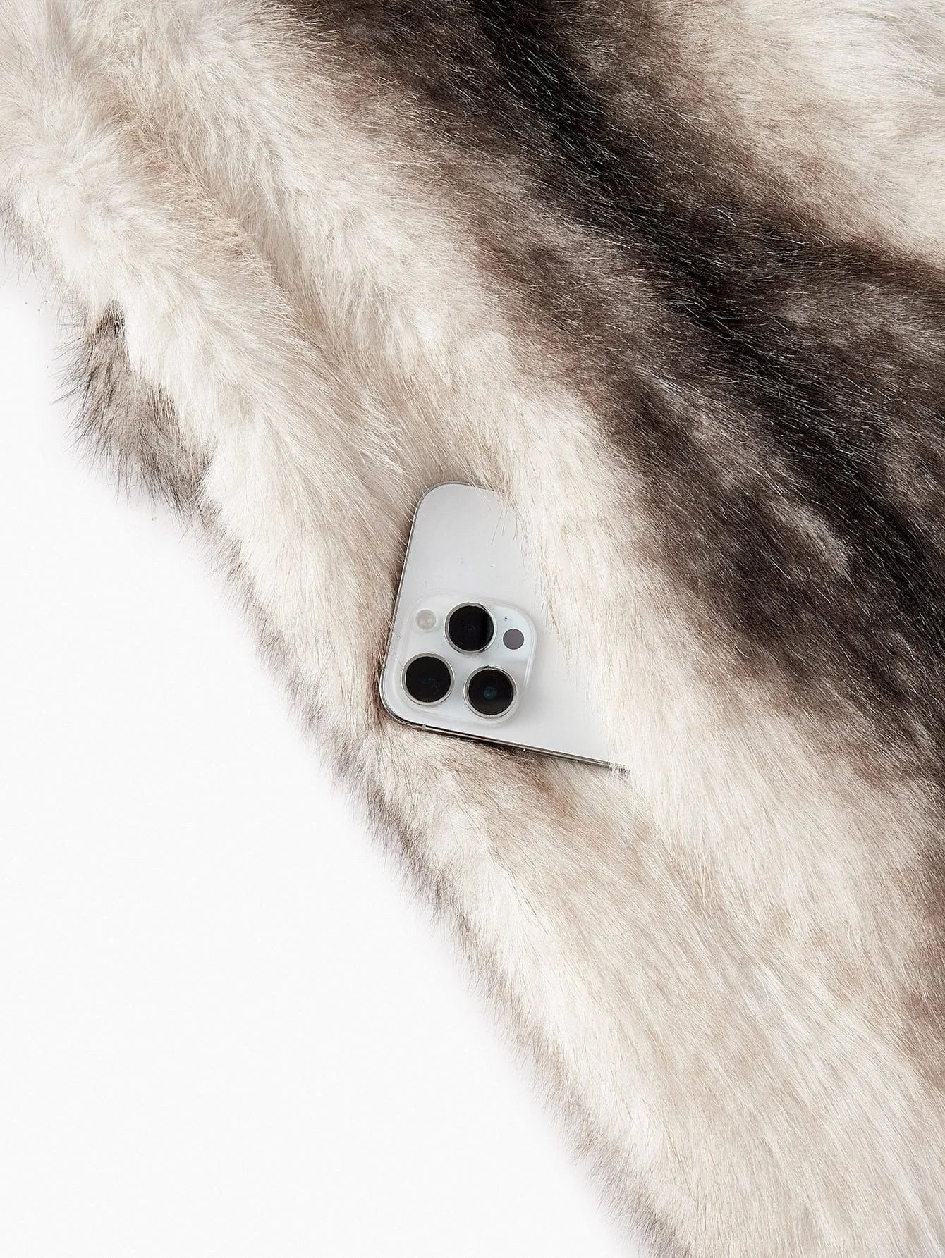 PREMIUM LAPEL COLORBLOCK FAUX FUR COAT