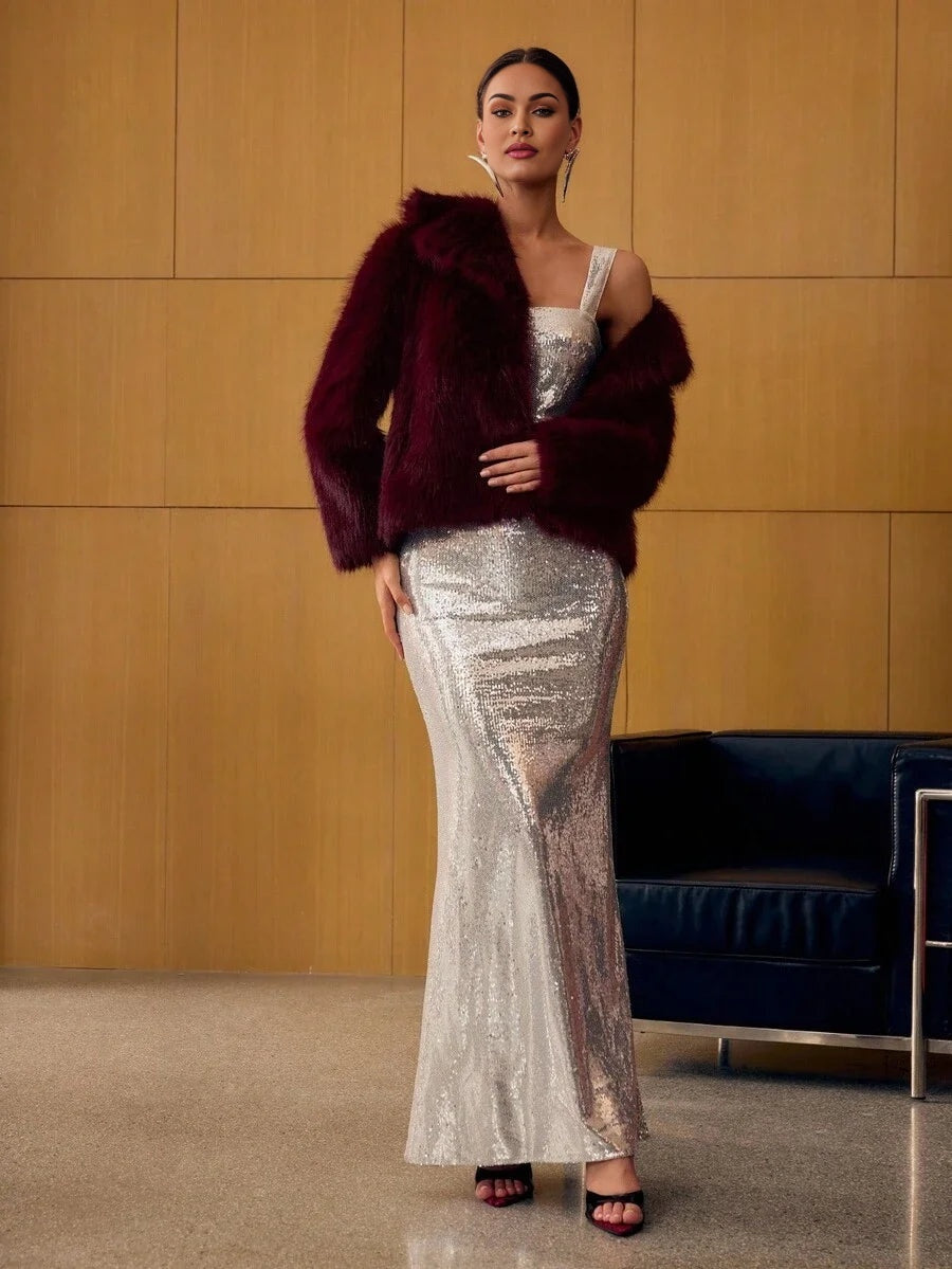 PREMIUM LAPEL LONG SLEEVE FAUX FUR COAT