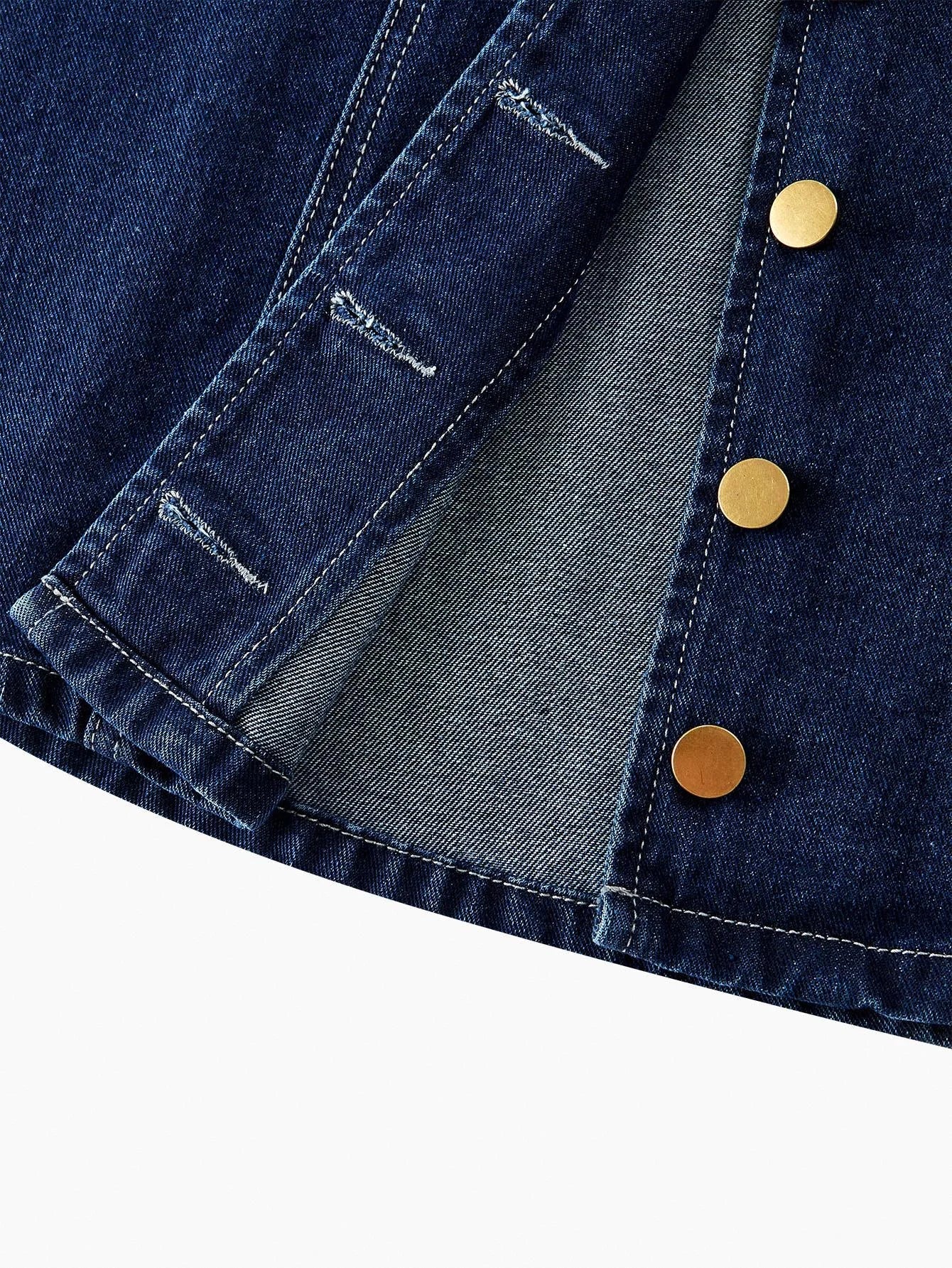 PREMIUM LAPEL SINGLEBREASTED SLEEVELESS DENIM DRESS