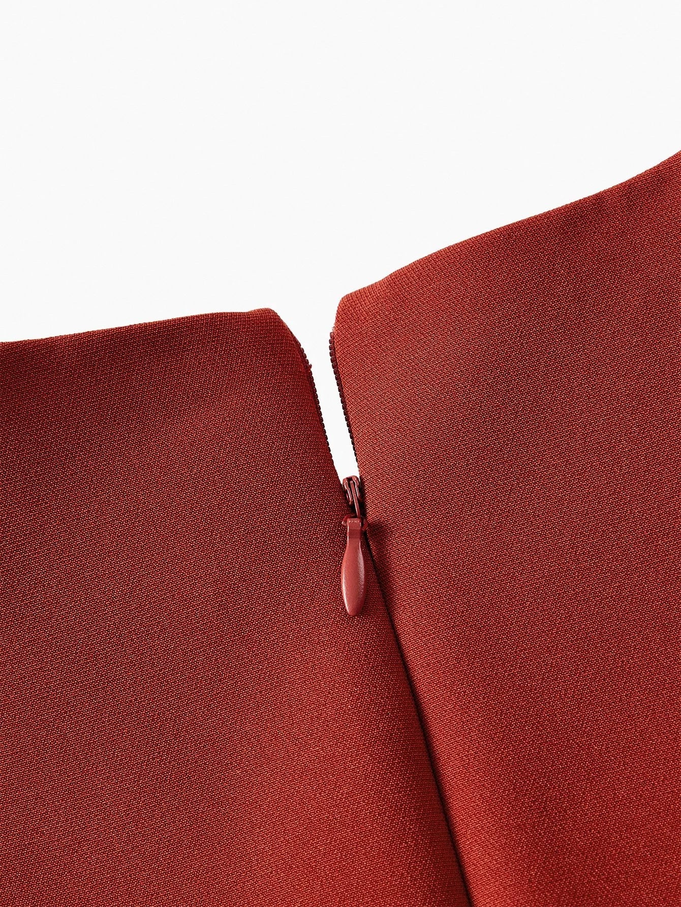 PREMIUM LAYERED RUFFLE TRIM ZIPPER BACK SPLIT HEM MIDI DRESS