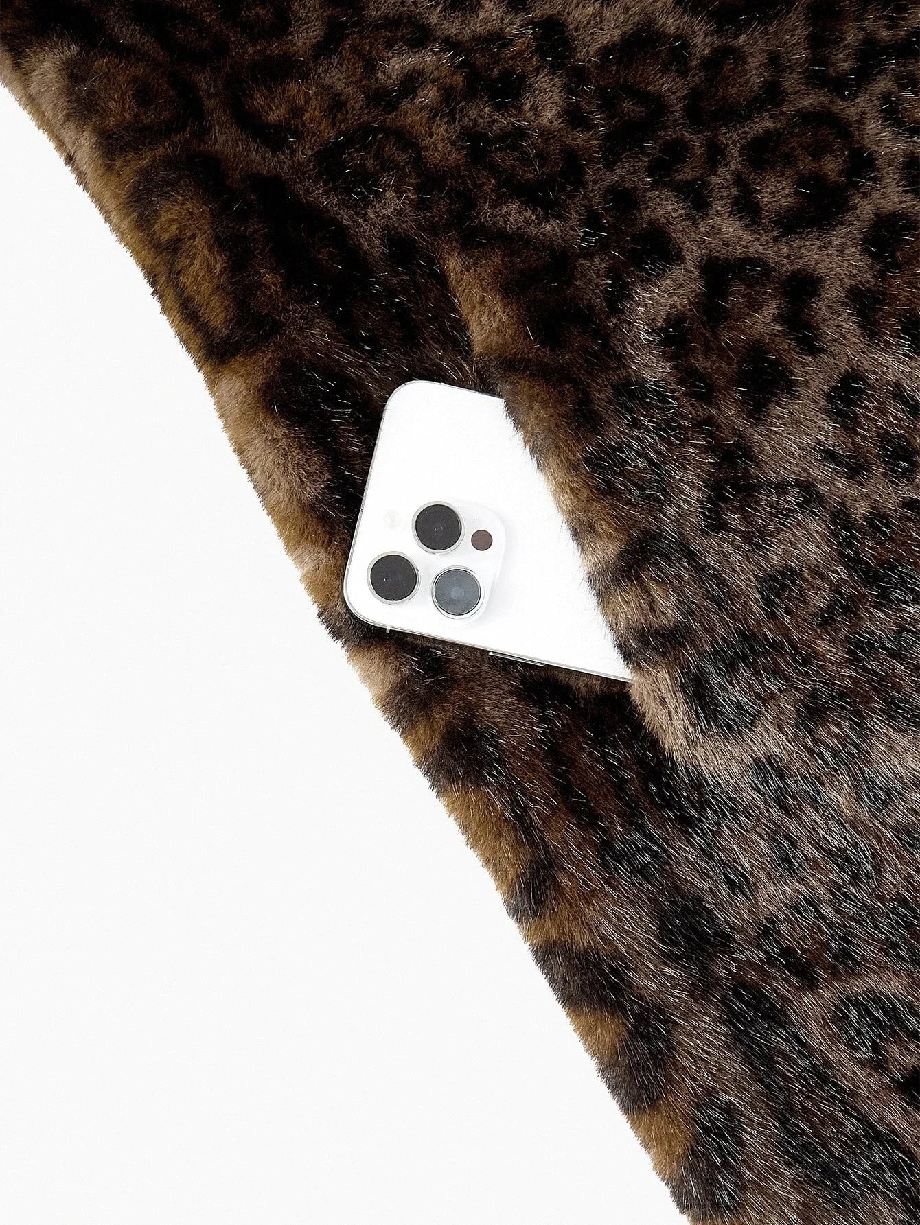 PREMIUM LEOPARD PRINT BELT WAIST LONG SLEEVE ELEGANT FAUX FUR COAT AUTUMNWINTER