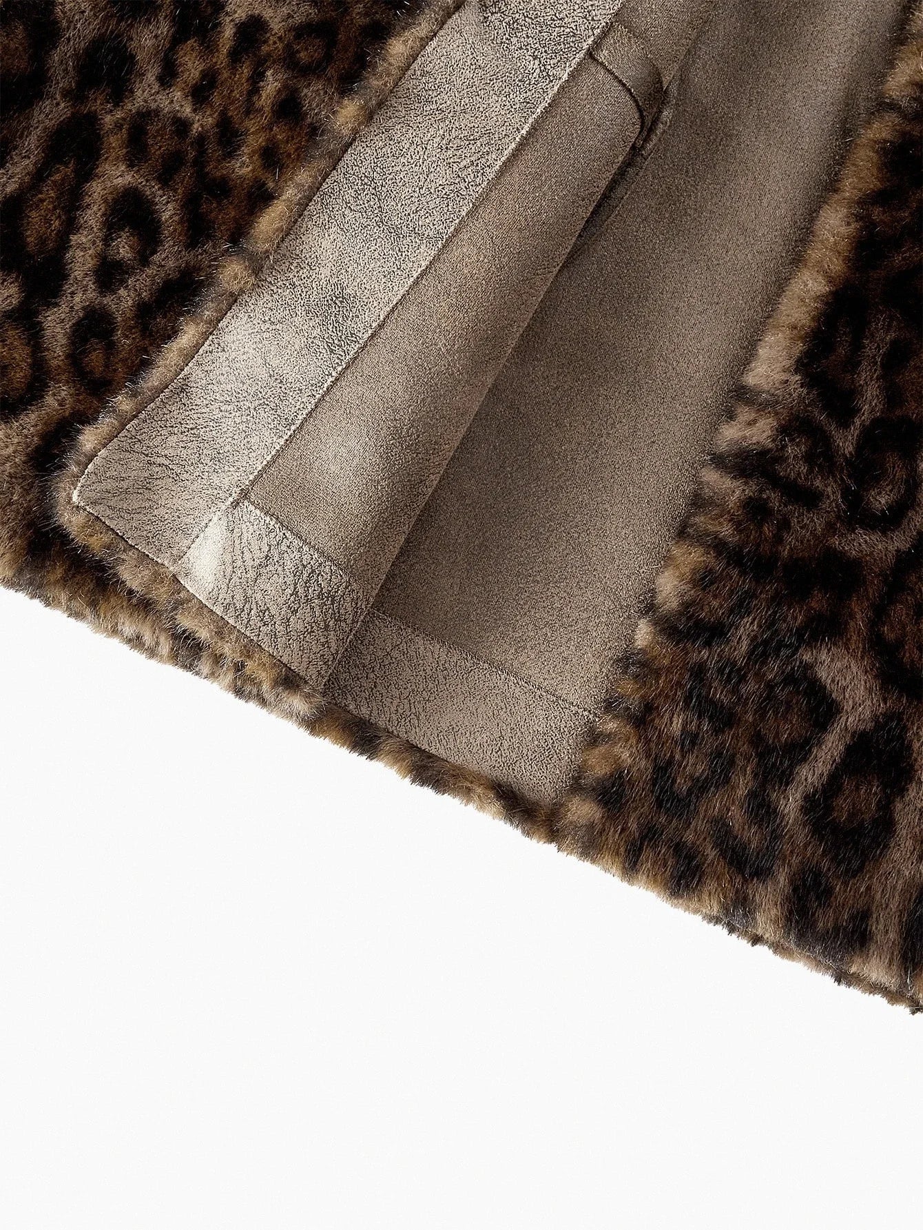 PREMIUM LEOPARD PRINT BELT WAIST LONG SLEEVE ELEGANT FAUX FUR COAT AUTUMNWINTER