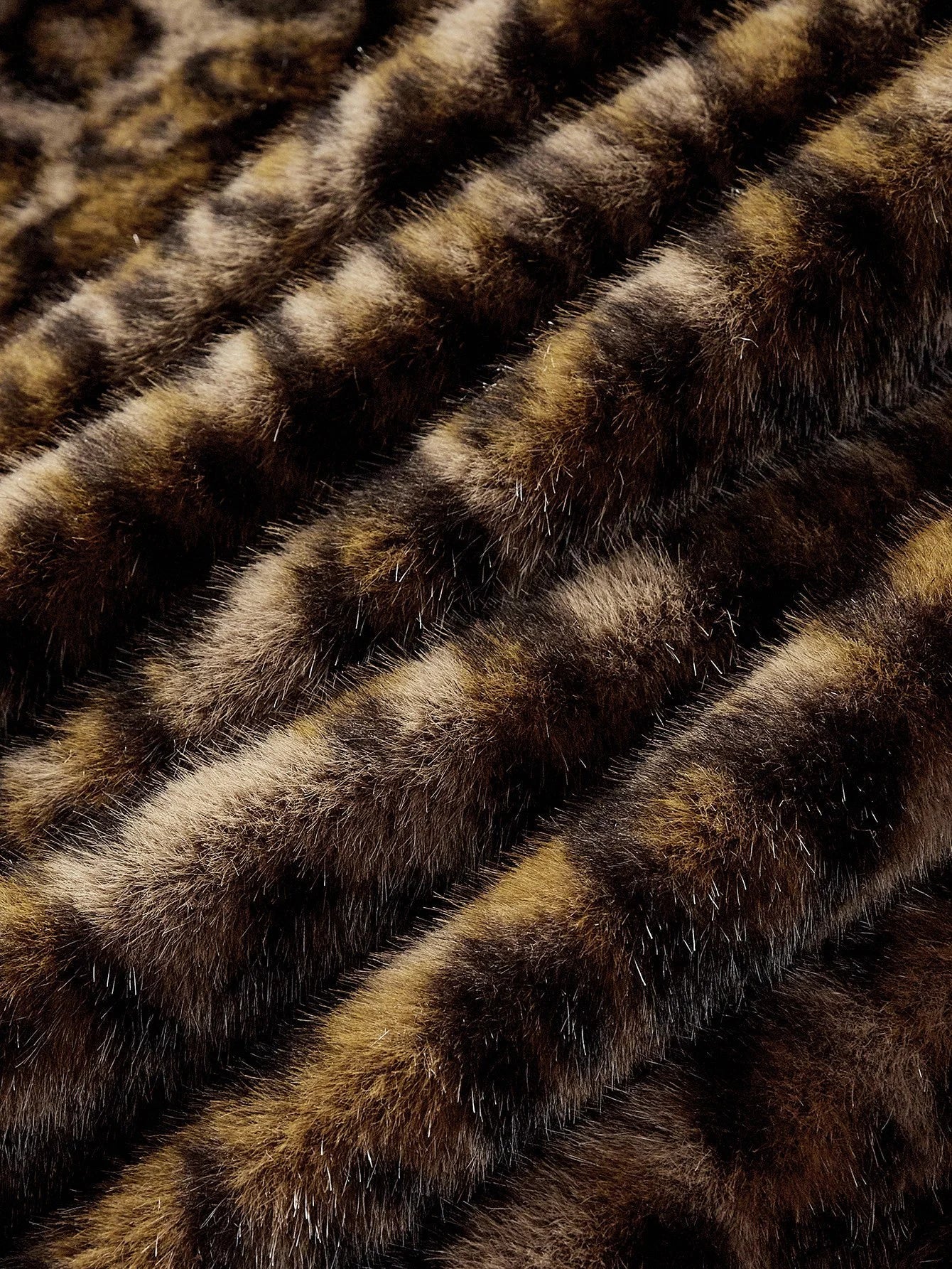 PREMIUM LEOPARD PRINT BELT WAIST LONG SLEEVE ELEGANT FAUX FUR COAT AUTUMNWINTER