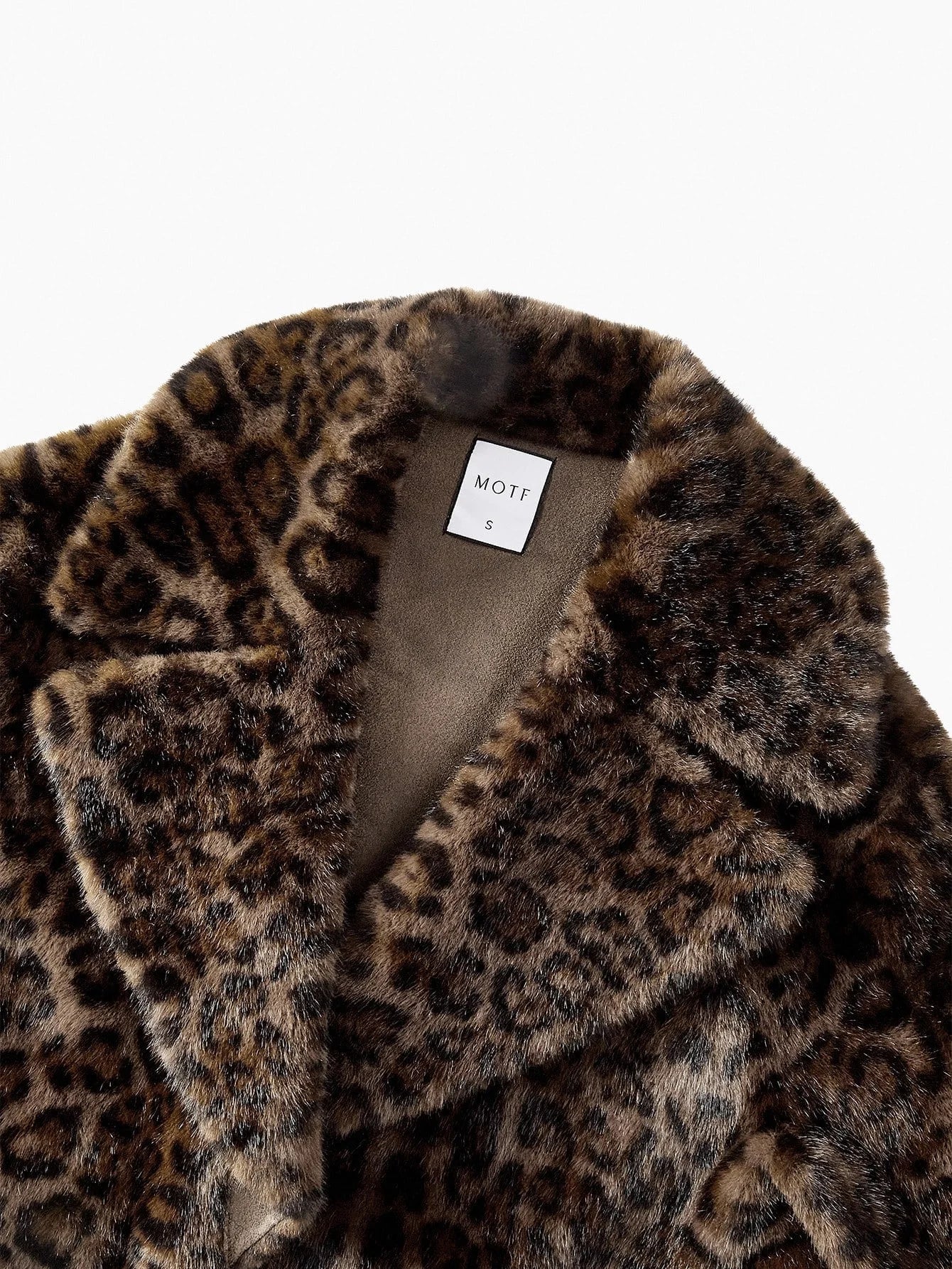 PREMIUM LEOPARD PRINT BELT WAIST LONG SLEEVE ELEGANT FAUX FUR COAT AUTUMNWINTER