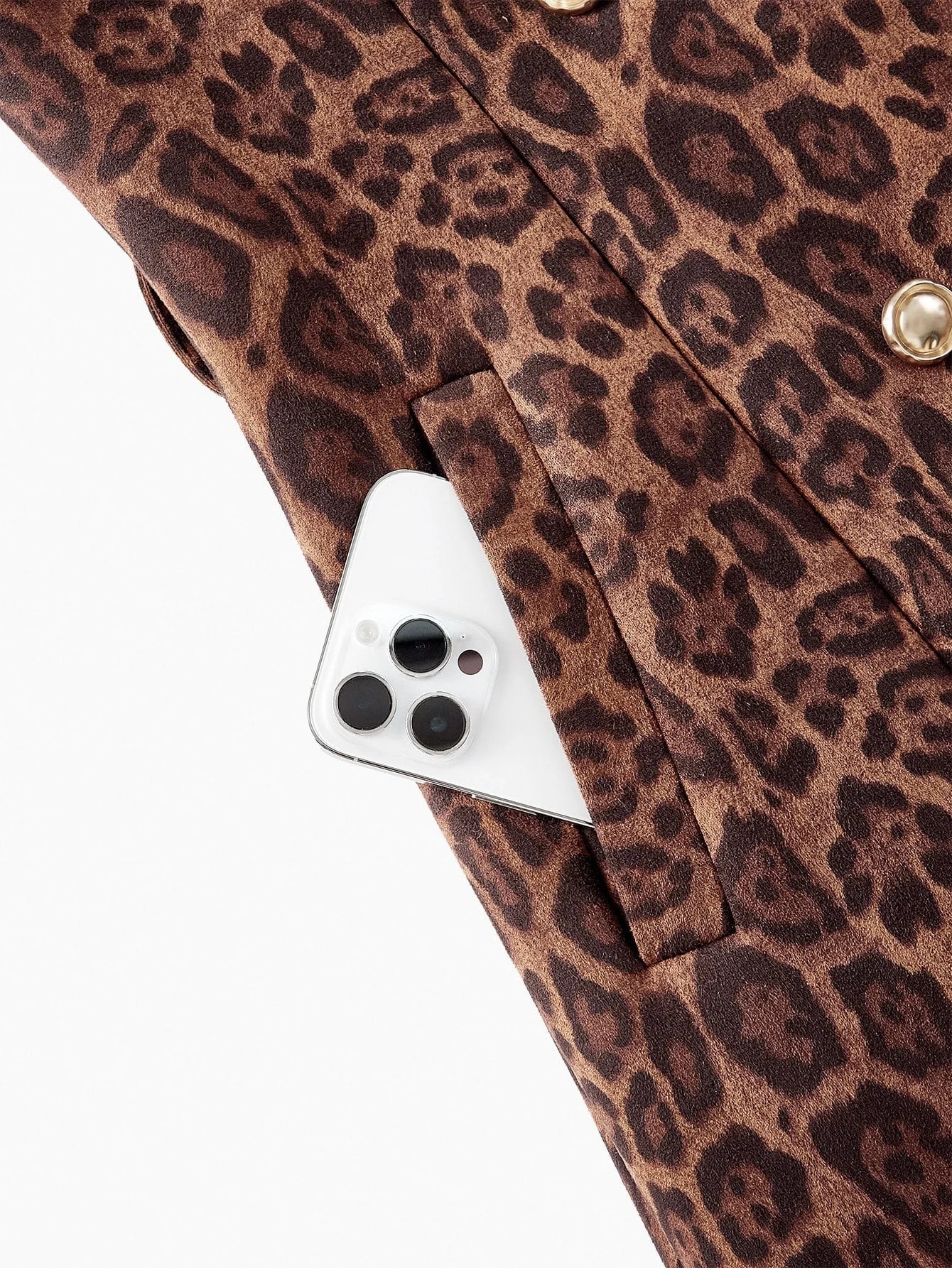 PREMIUM LEOPARD PRINT CONTRAST TEDDY PANEL BELTED FAUX FUR COAT