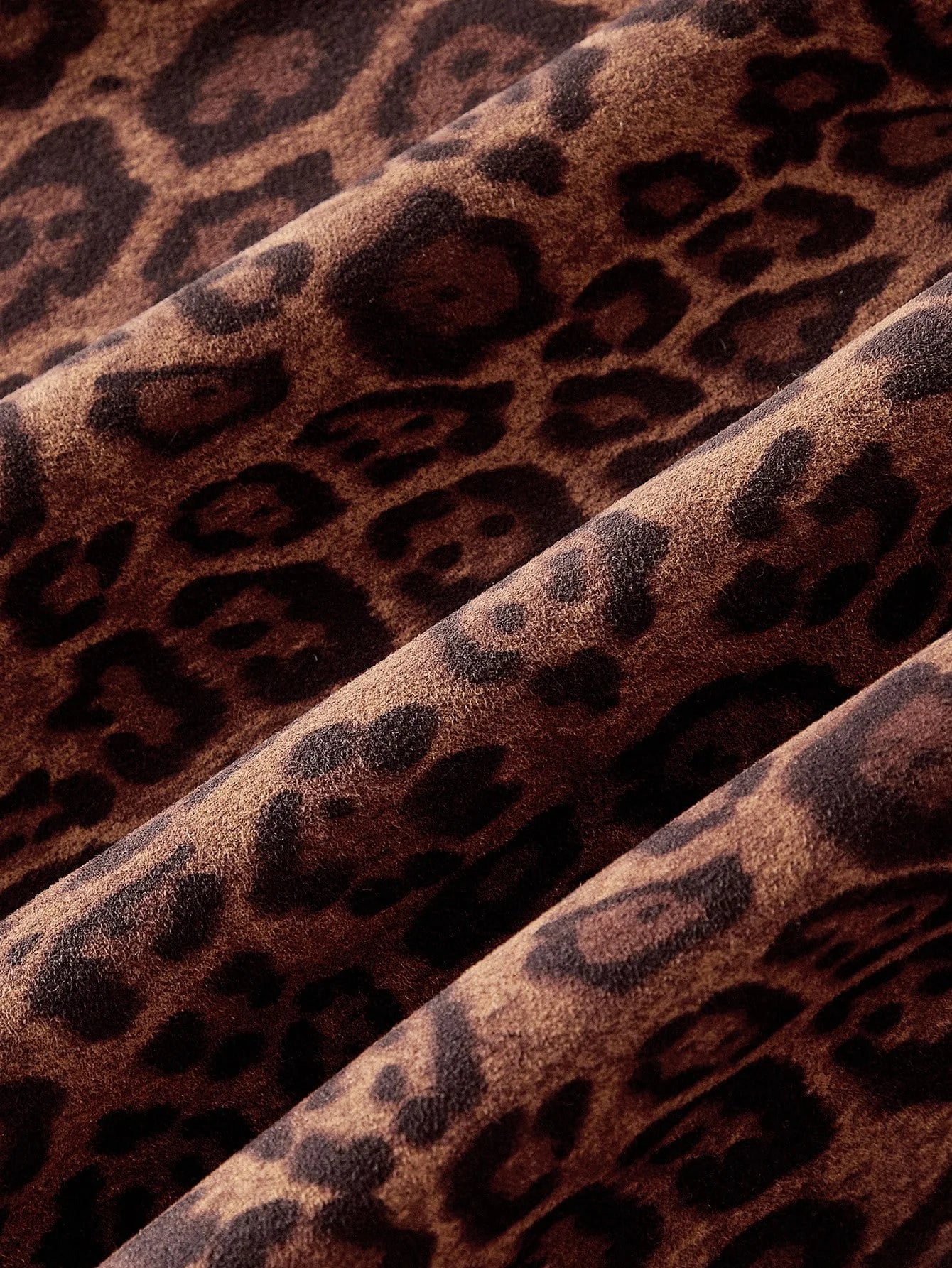 PREMIUM LEOPARD PRINT CONTRAST TEDDY PANEL BELTED FAUX FUR COAT