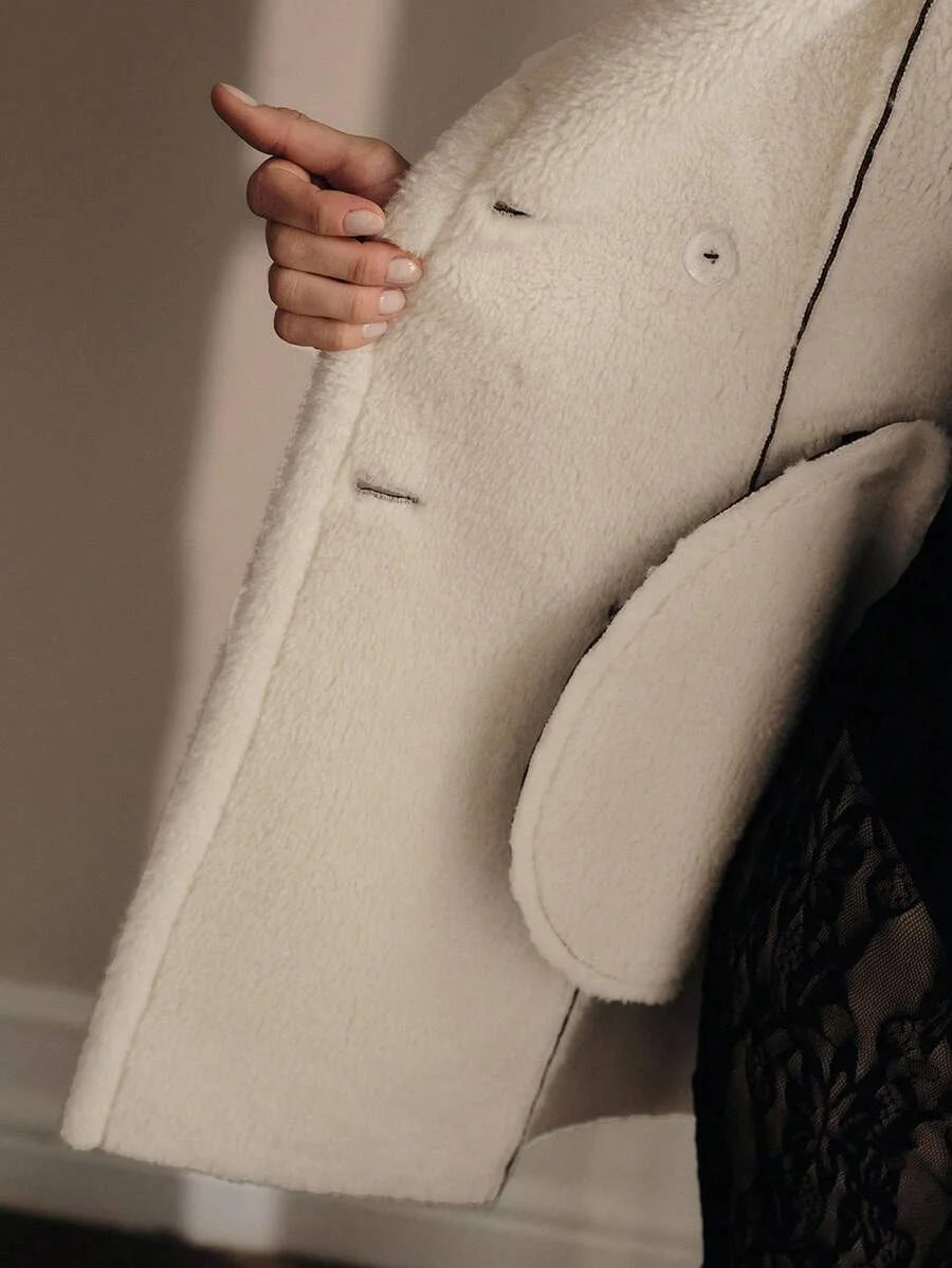 PREMIUM LEOPARD PRINT CONTRAST TEDDY PANEL BELTED FAUX FUR COAT