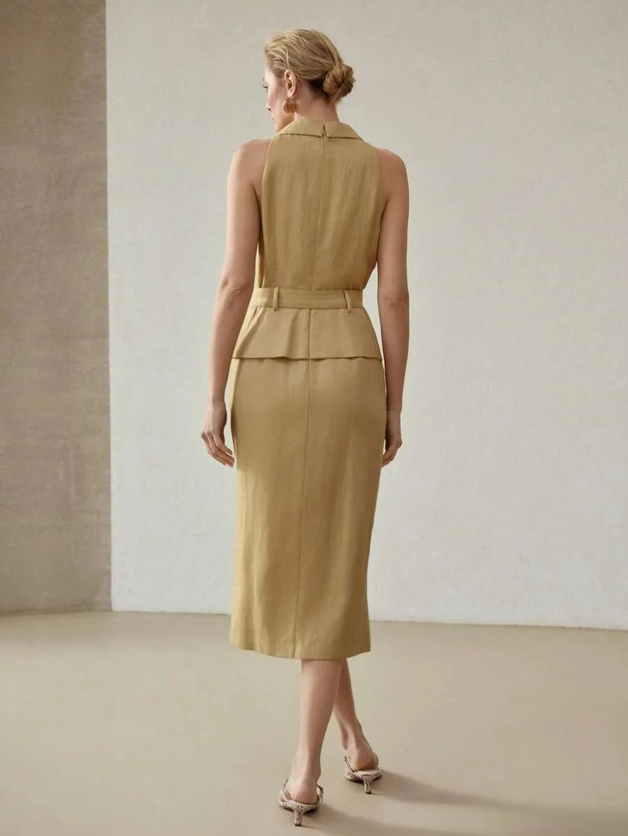 PREMIUM LINEN BLEND SLEEVELESS DRESS