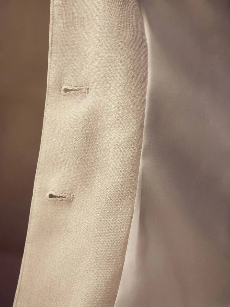 PREMIUM LINEN BUTTON UP SHORT SLEEVE BLAZER