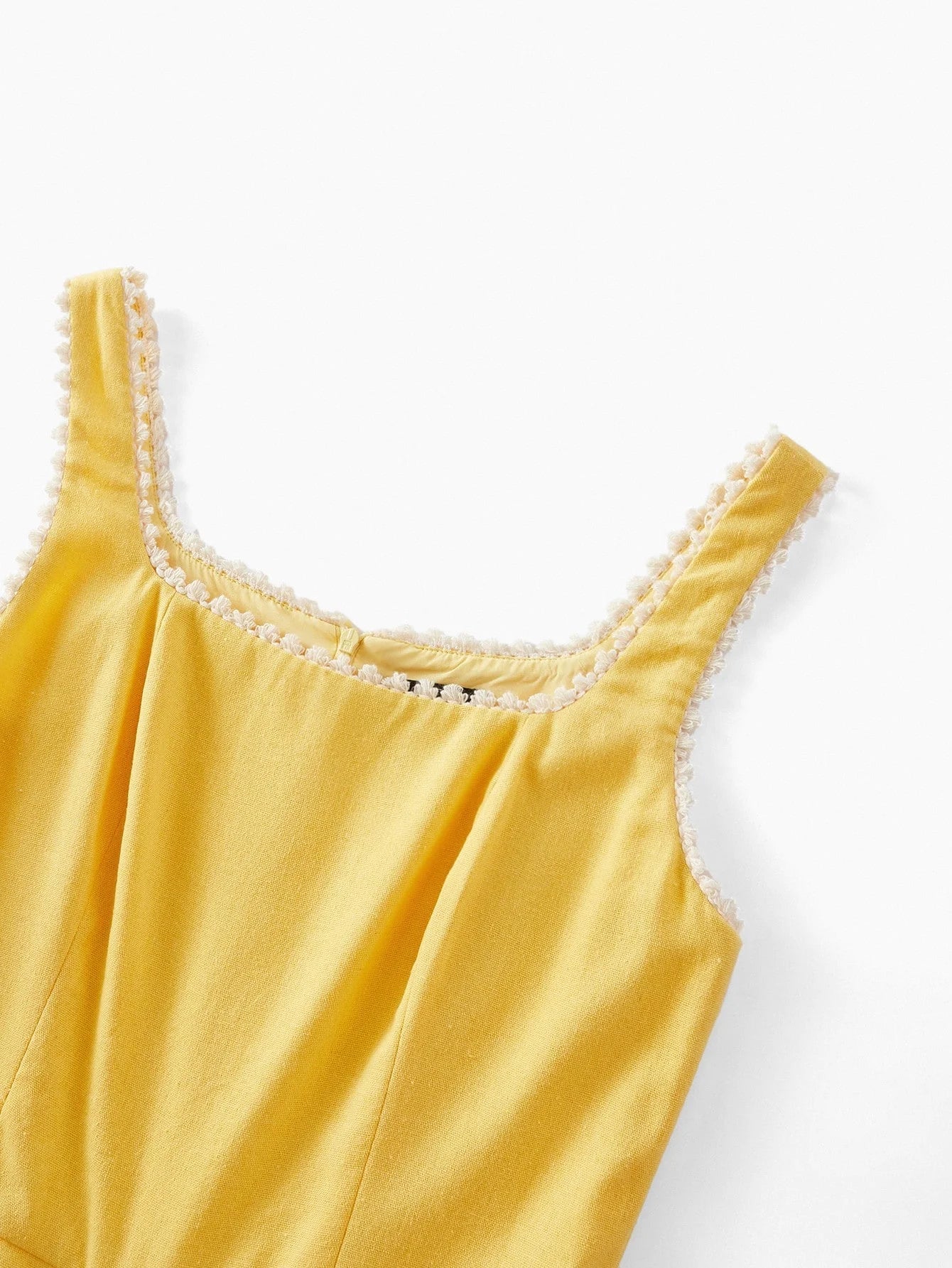 PREMIUM LINEN CONTRAST TRIM BELTED JUMPSUIT