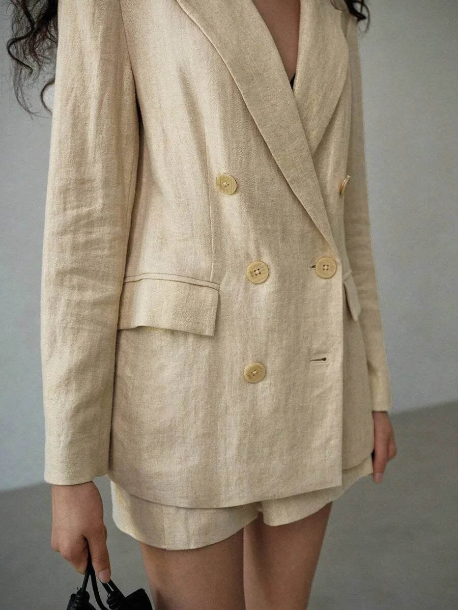 PREMIUM LINEN DOUBLE BREASTED BLAZER